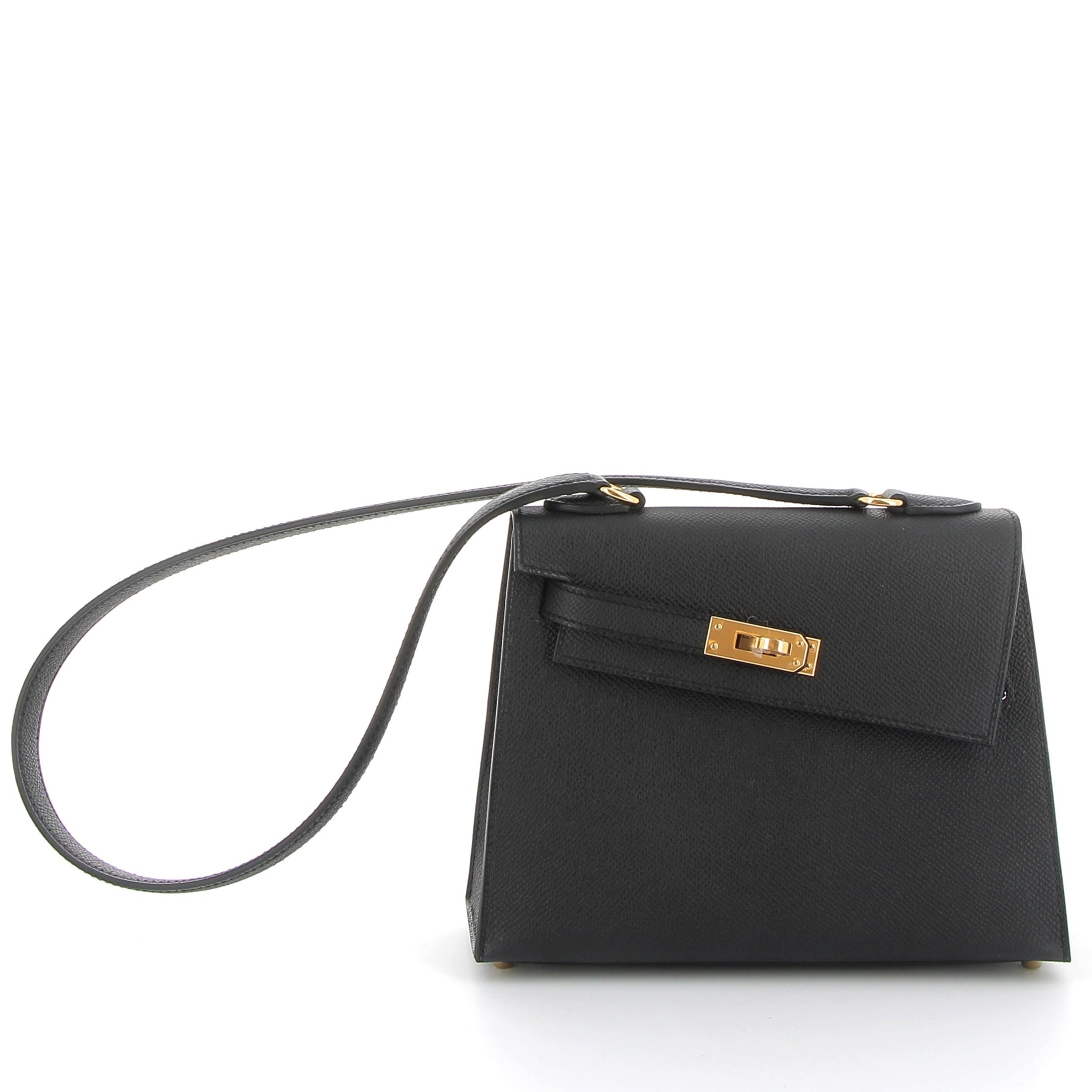 HERMES Kelly Sellier En Désordre 20 Noir Epsom Gold Hardware