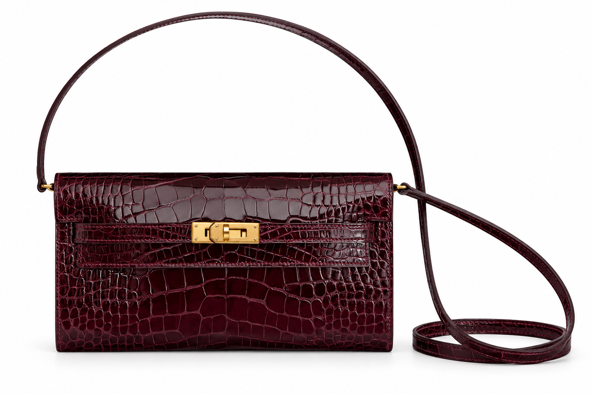 Kelly To Go Alligator Mississippiensis Lisse Bordeaux