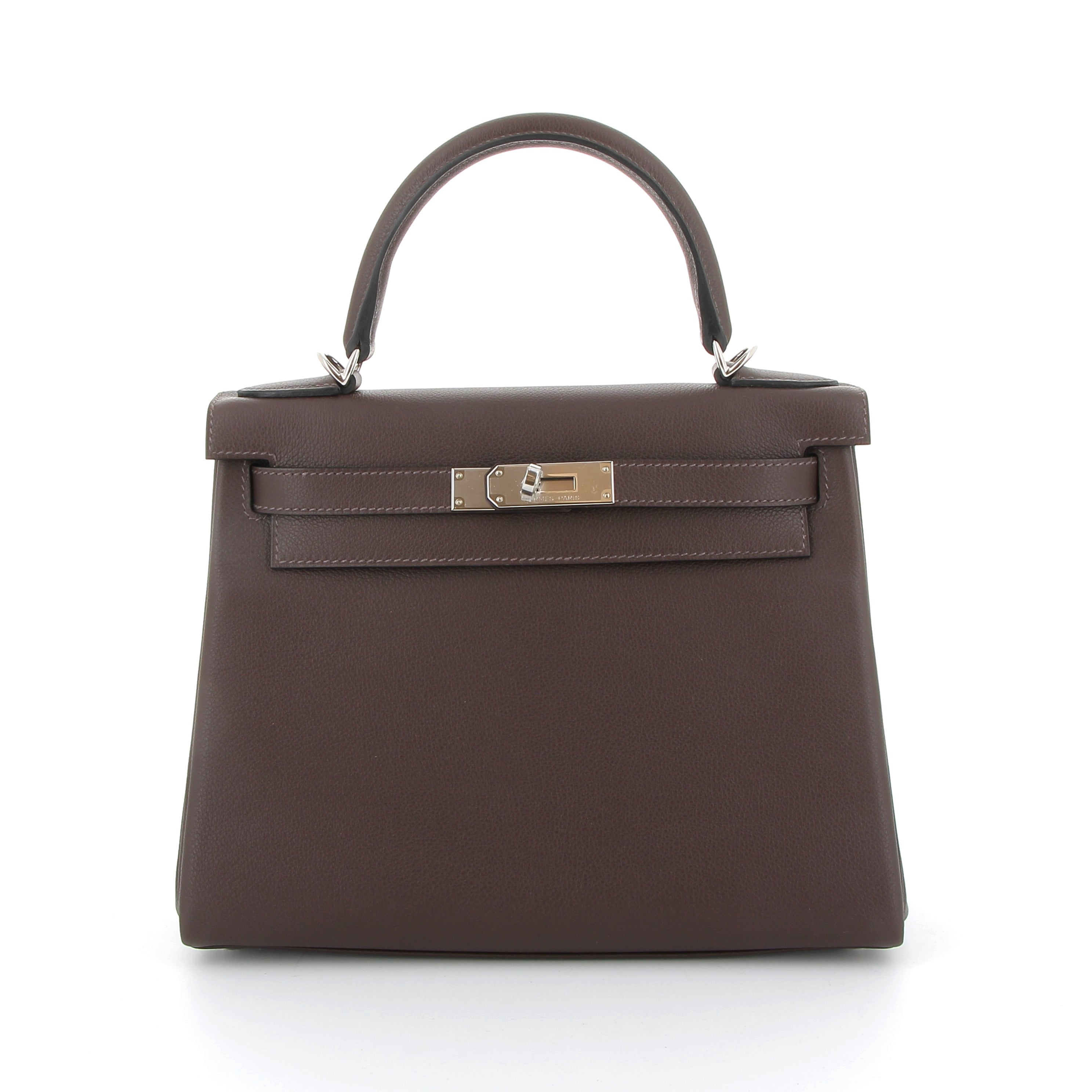 Hermès Kelly 28cm Moka Evercolor Leather with Palladium Hardware