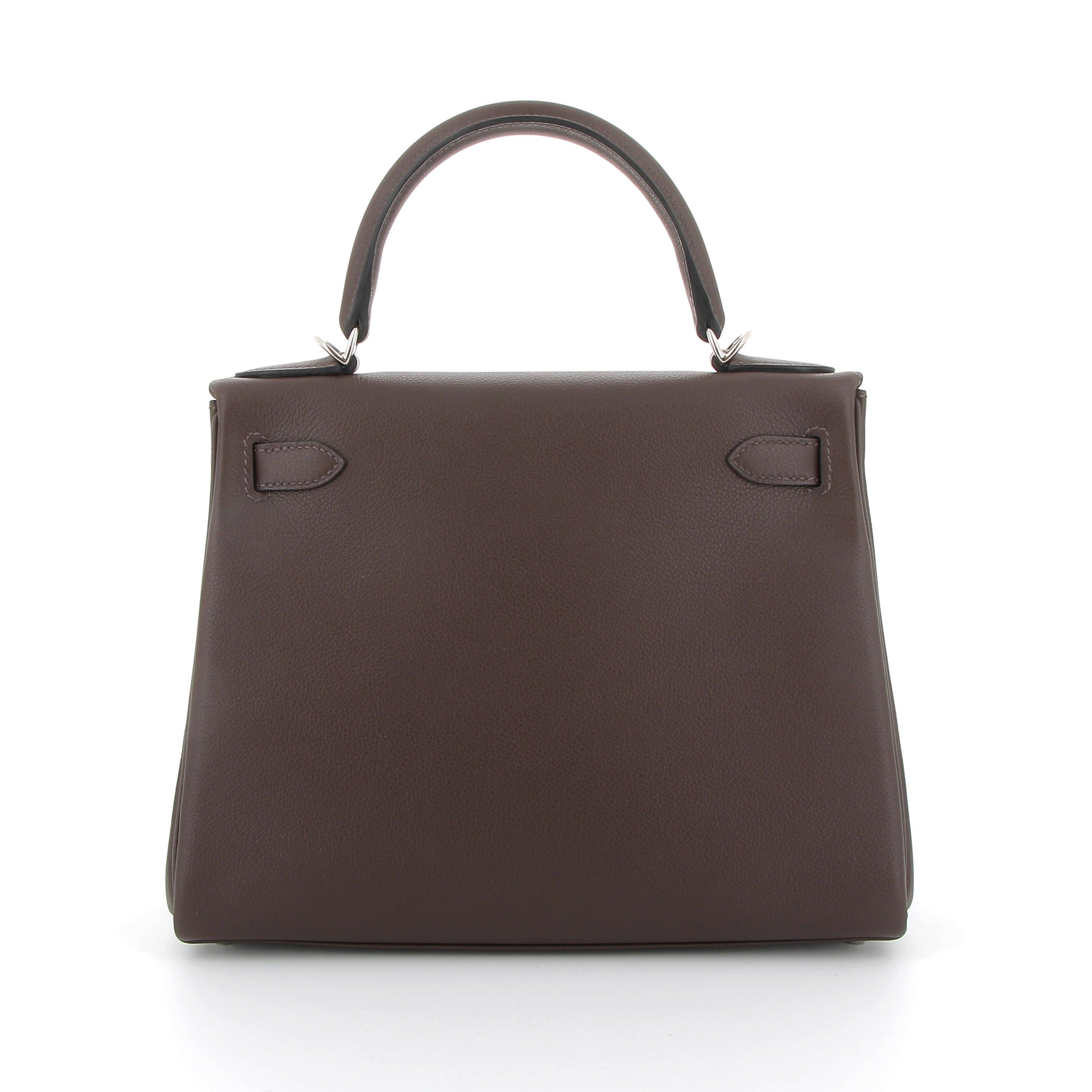 HERMES Kelly 28 Moka Evercolor Palladium hardware