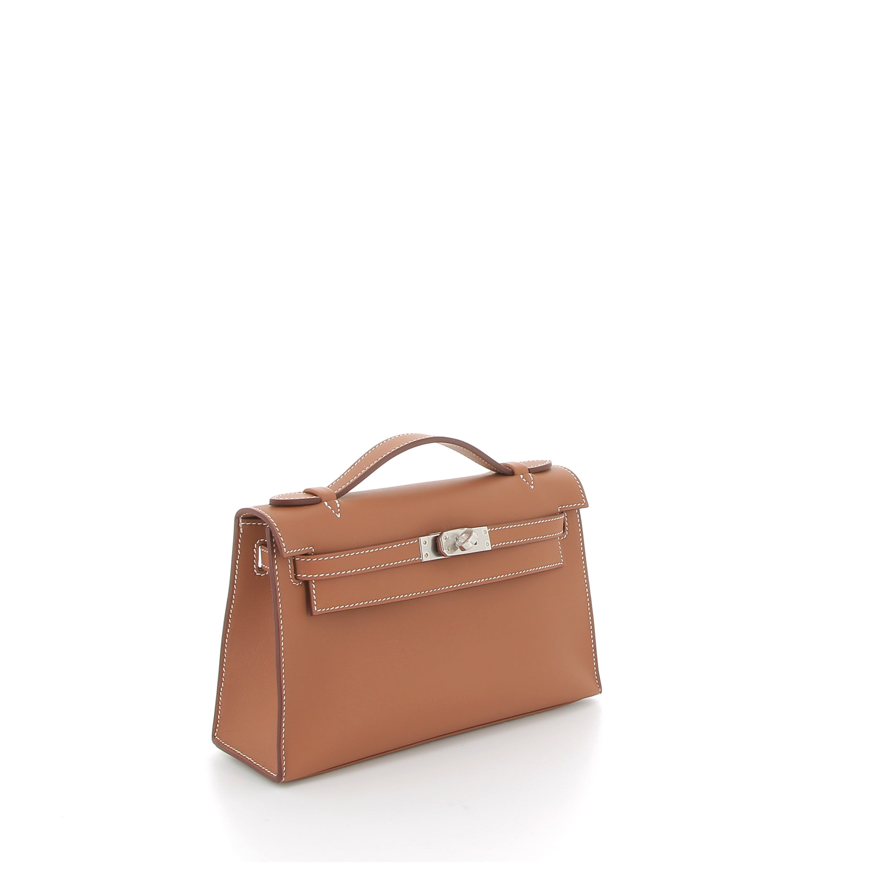 HERMES Kelly Pochette Gold Swift Palladium hardware