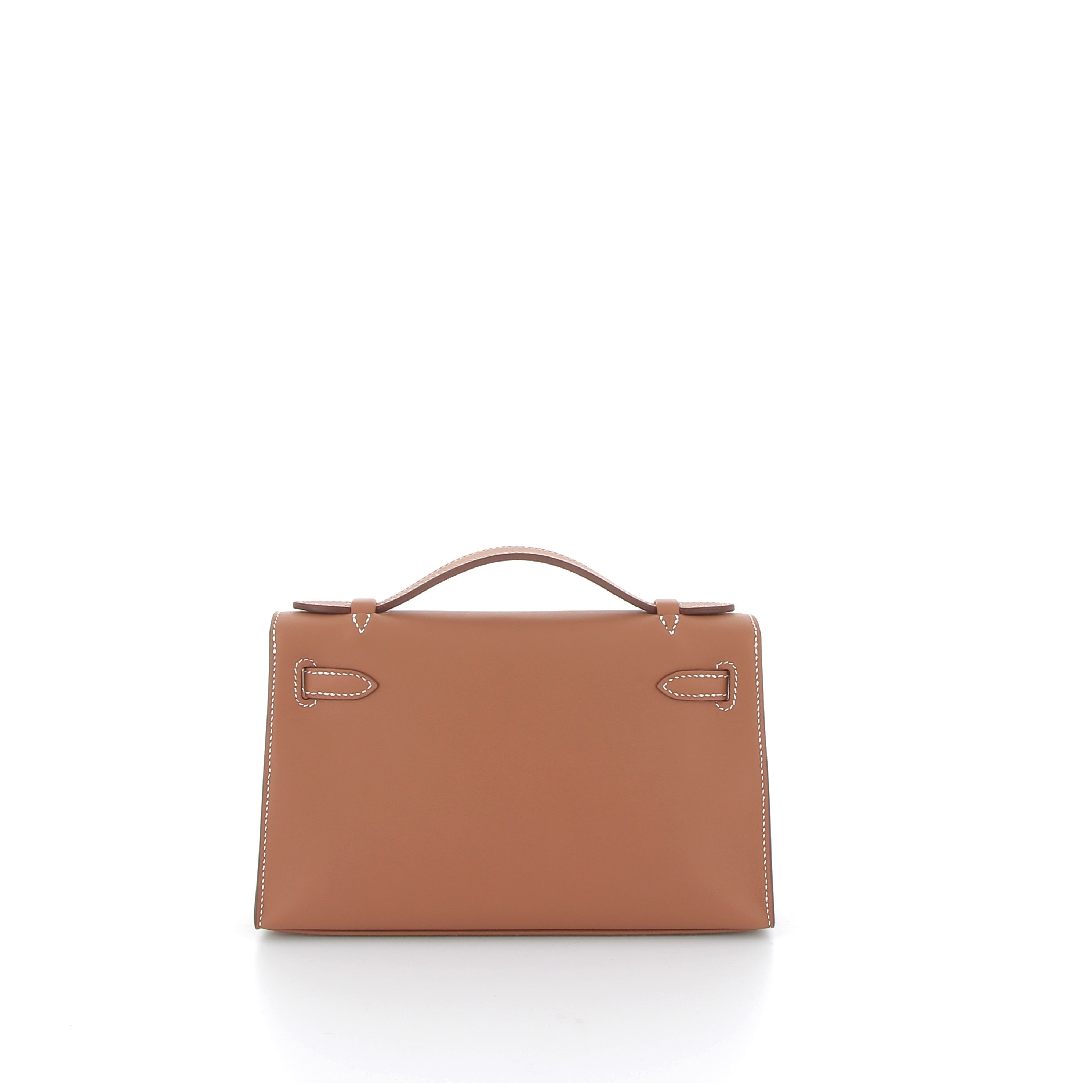 HERMES Kelly Pochette Gold Swift Palladium hardware