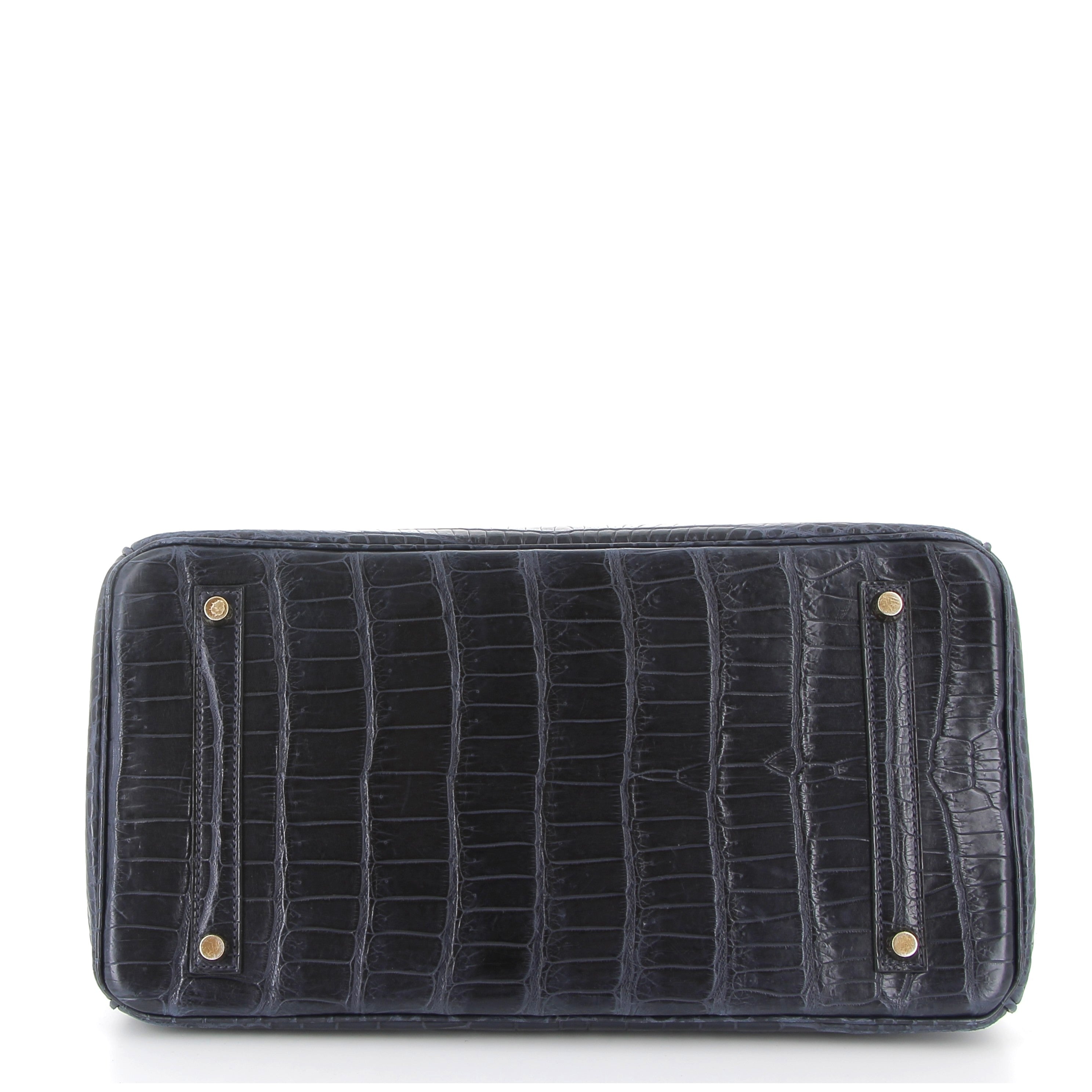 Hermès Birkin 35cm in Bleu Marine Crocodile Porosus with Gold Hardware