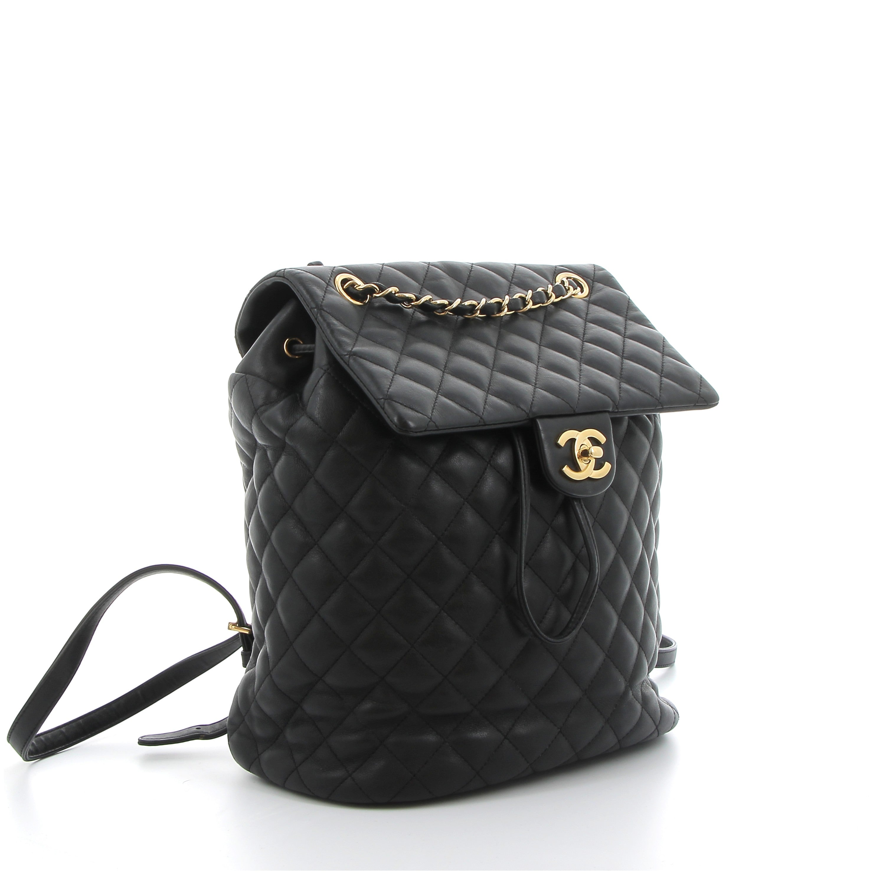 Chanel Noir Quilted Urban Spirit Backpack with Gold Hardware