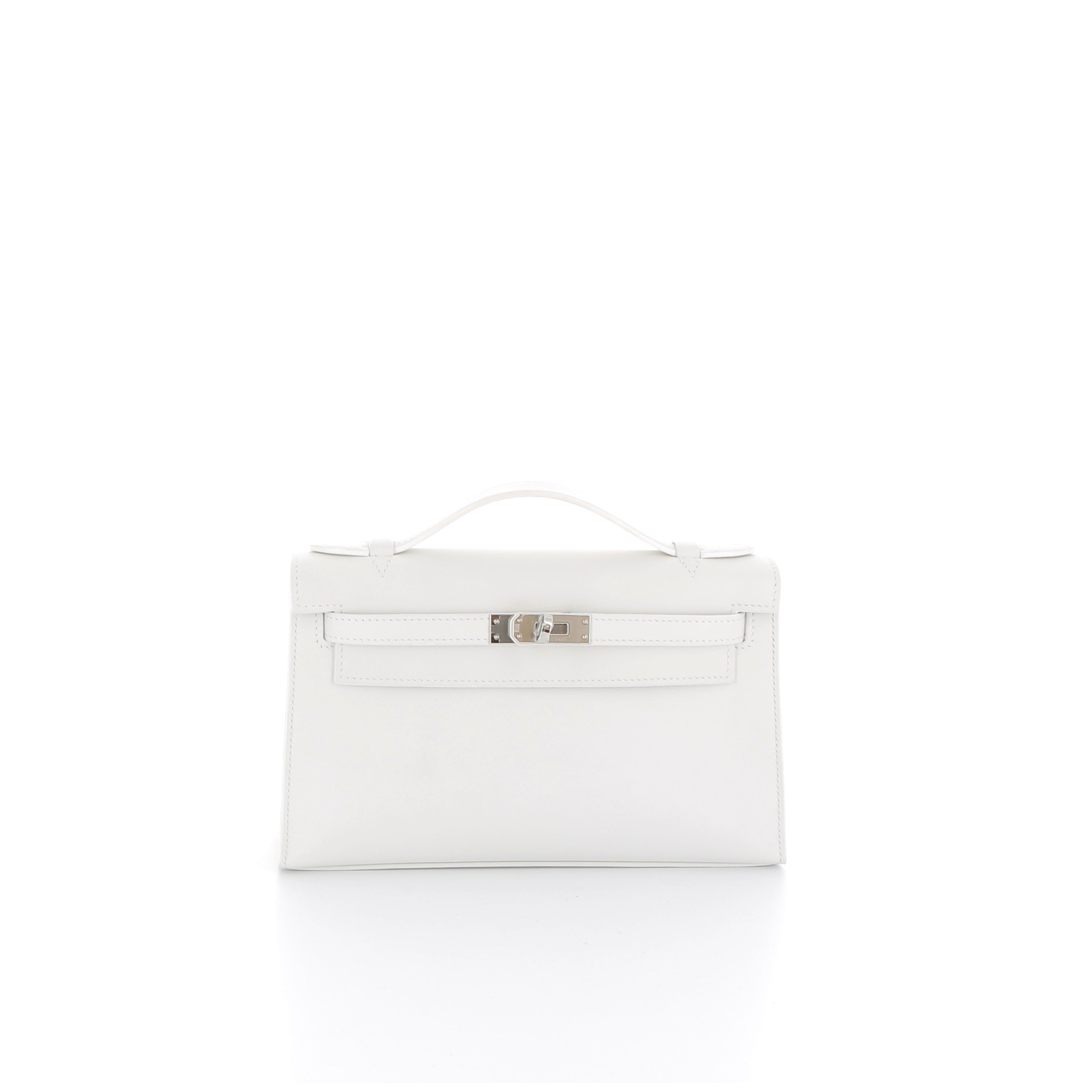 Hermès Kelly Pochette Blanc Swift with Palladium Hardware