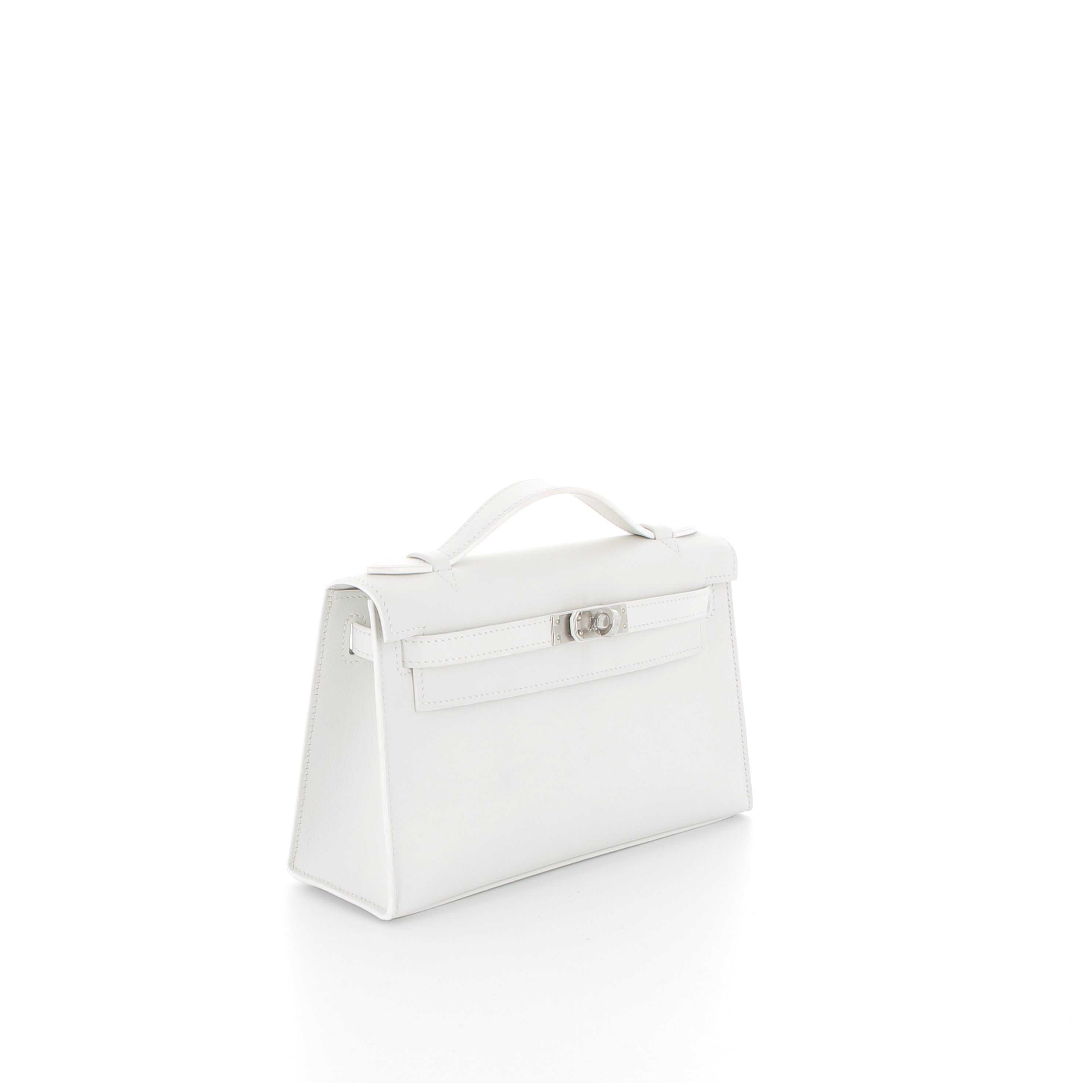 Hermès Kelly Pochette Blanc Swift with Palladium Hardware