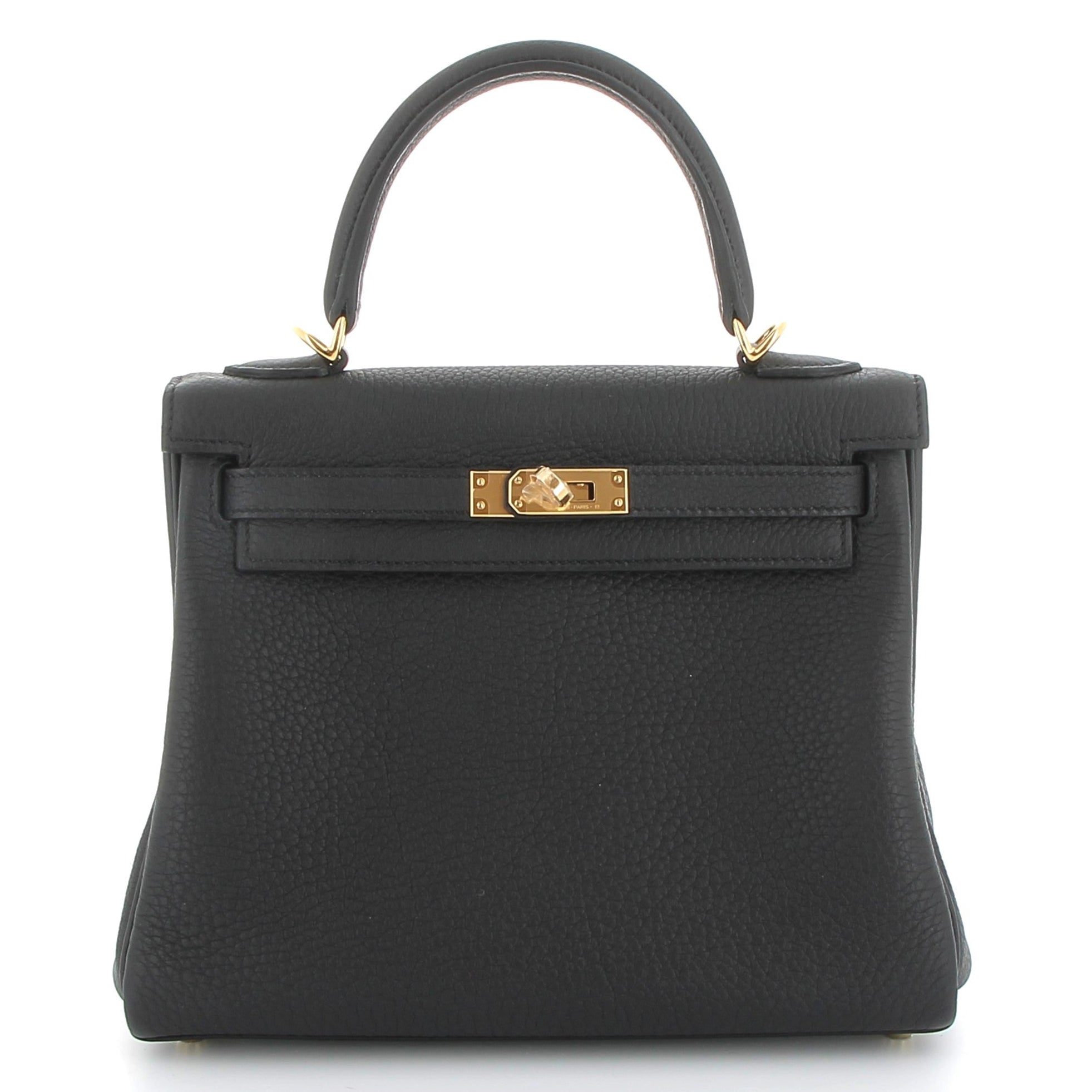 HERMES Kelly 25 Noir Togo Gold hardware (GHW)