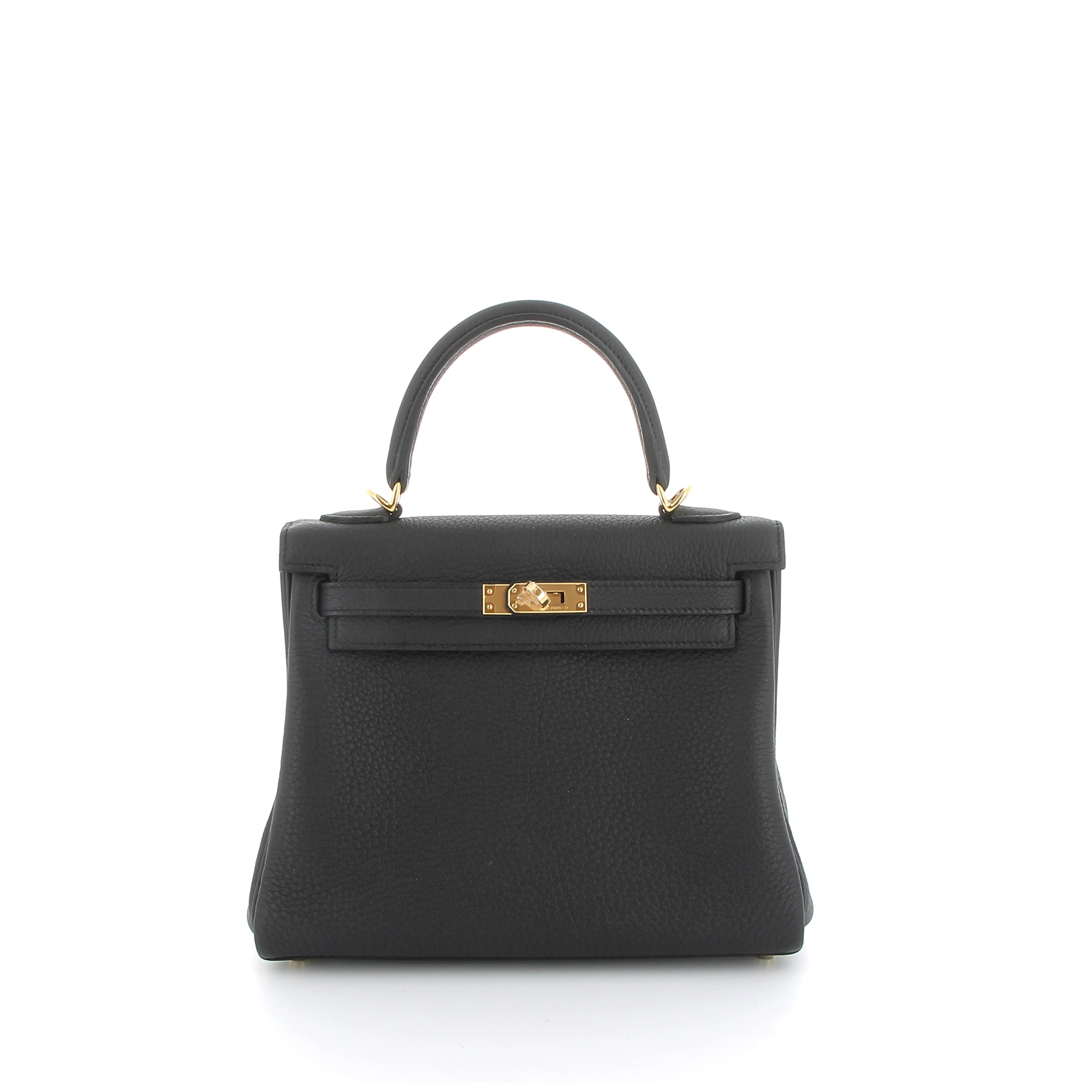 HERMES Kelly 25 Noir Togo Gold Hardware