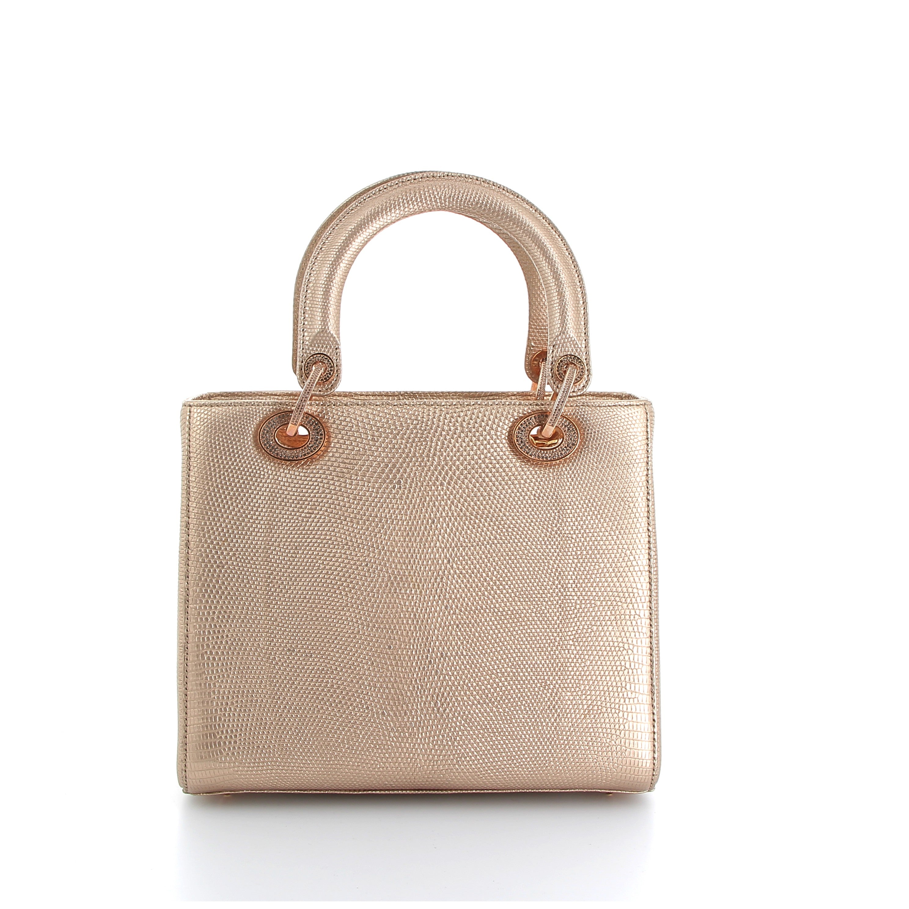 Christian Dior Small Lady Dior Gold Lézard with Gold Hardware
