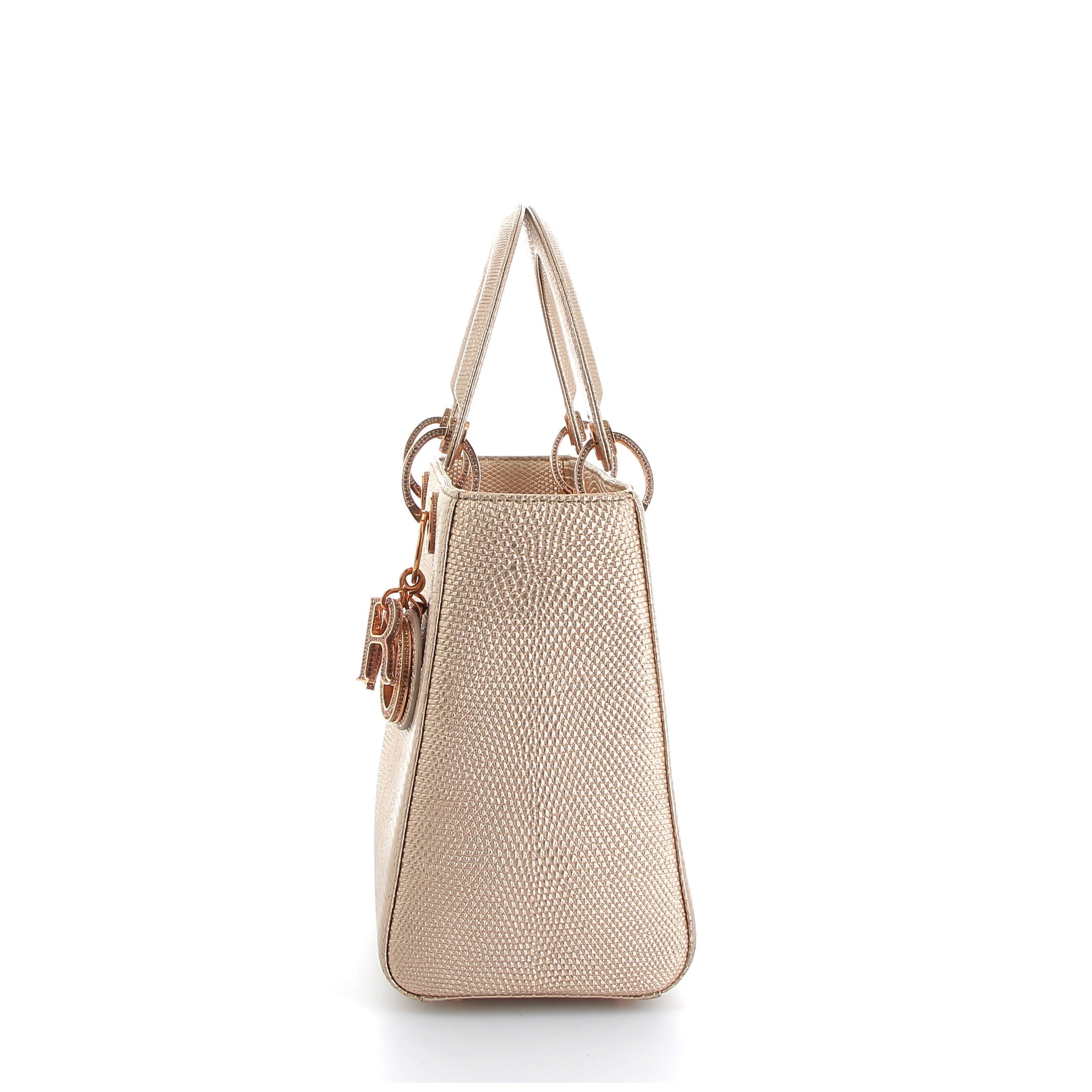 Christian Dior Small Lady Dior Gold Lézard with Gold Hardware