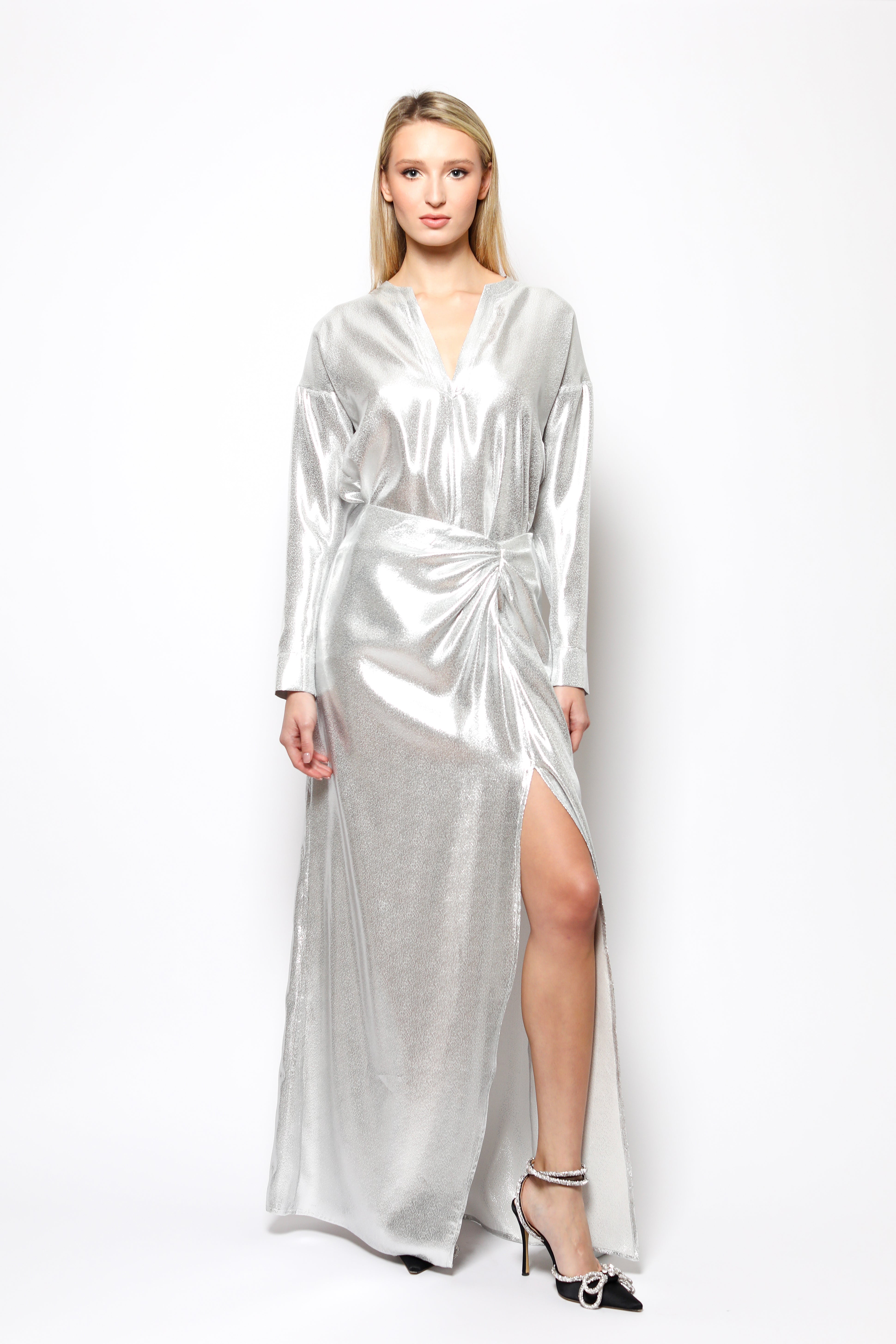 OUD Josephine Long Silk and Metal Skirt