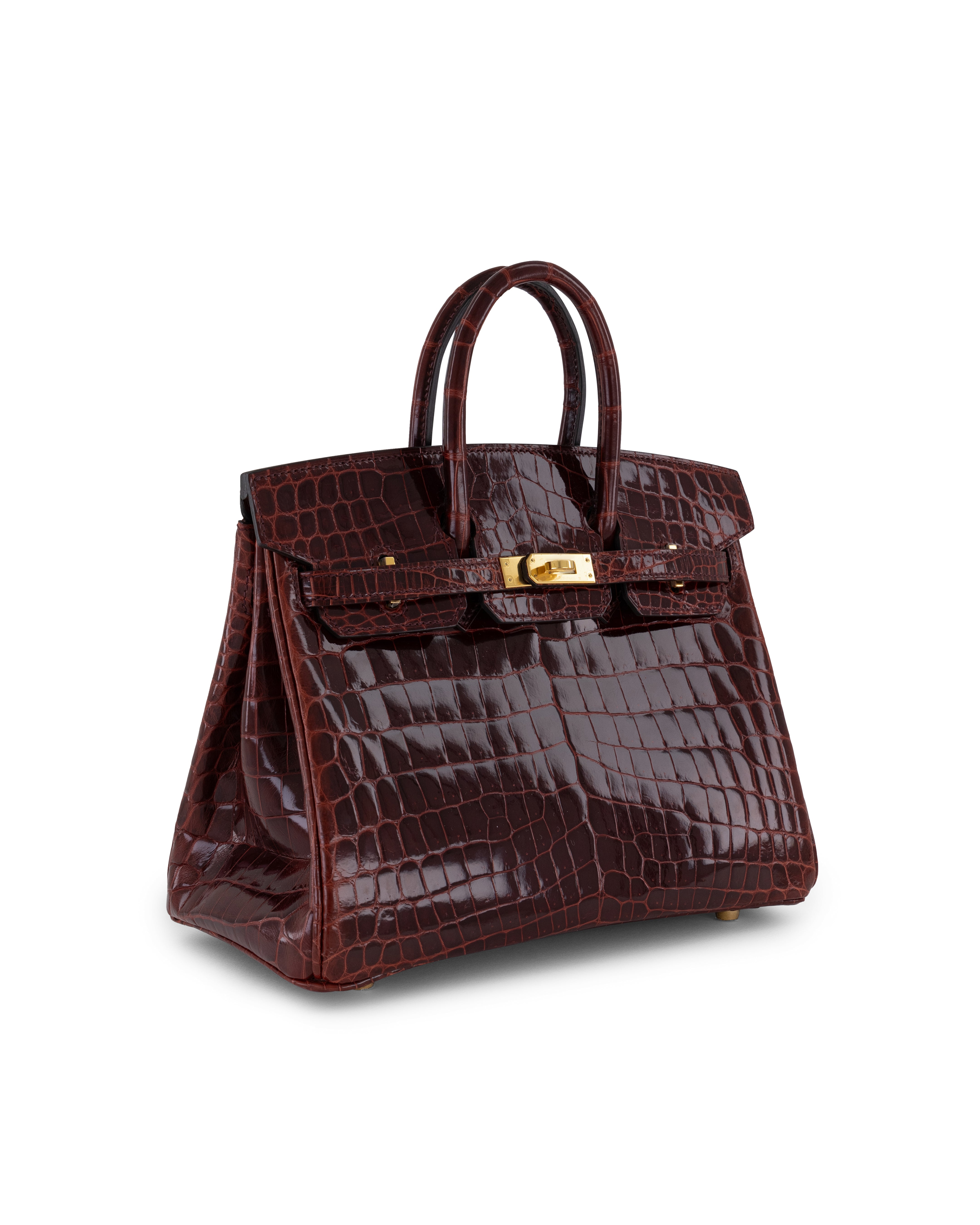 Hermès Birkin 25cm in Bordeaux Shiny Crocodile Niloticus with Gold Hardware