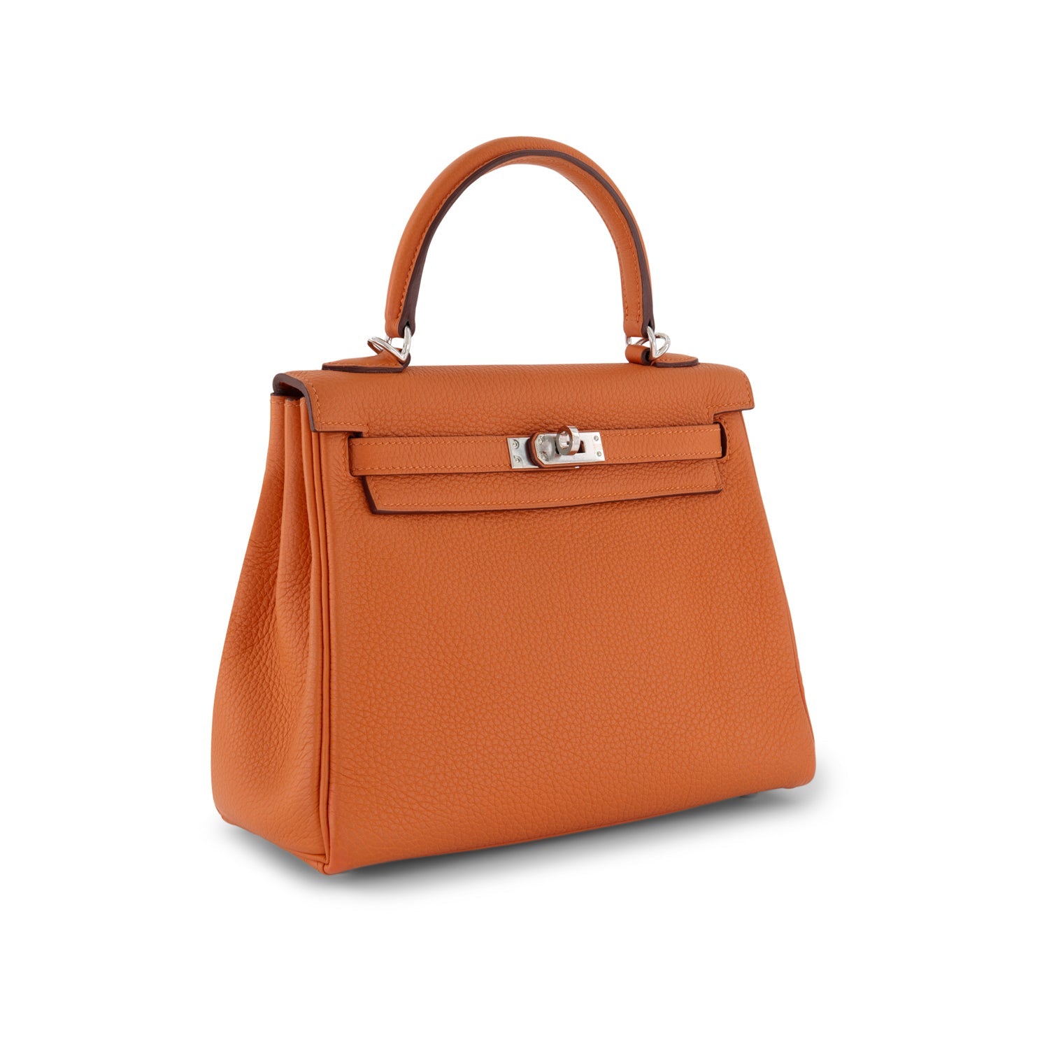 HERMES Kelly 25 Orange Togo Palladium hardware