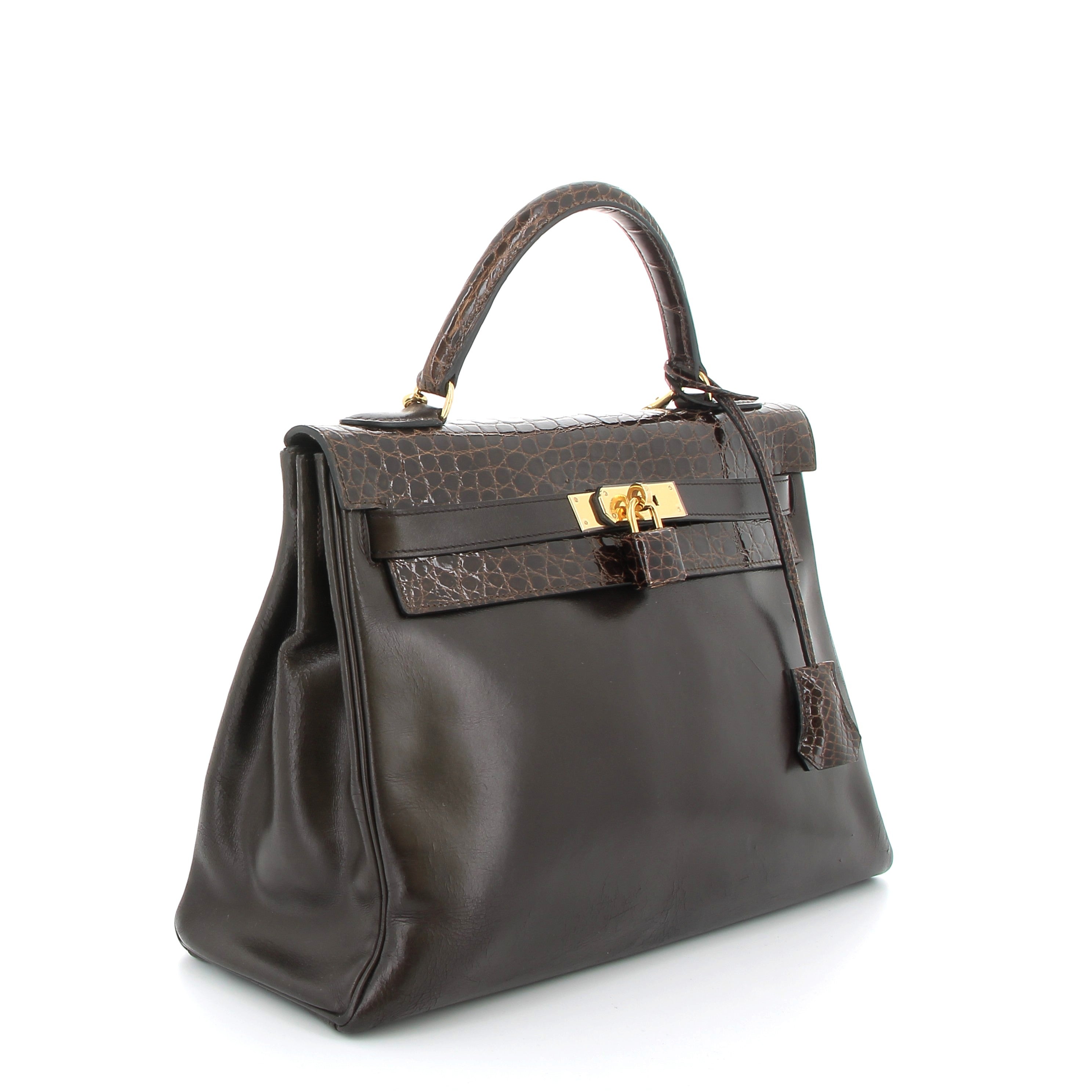 HERMÈS Preowned Kelly 32 Brown Box / Crocodile