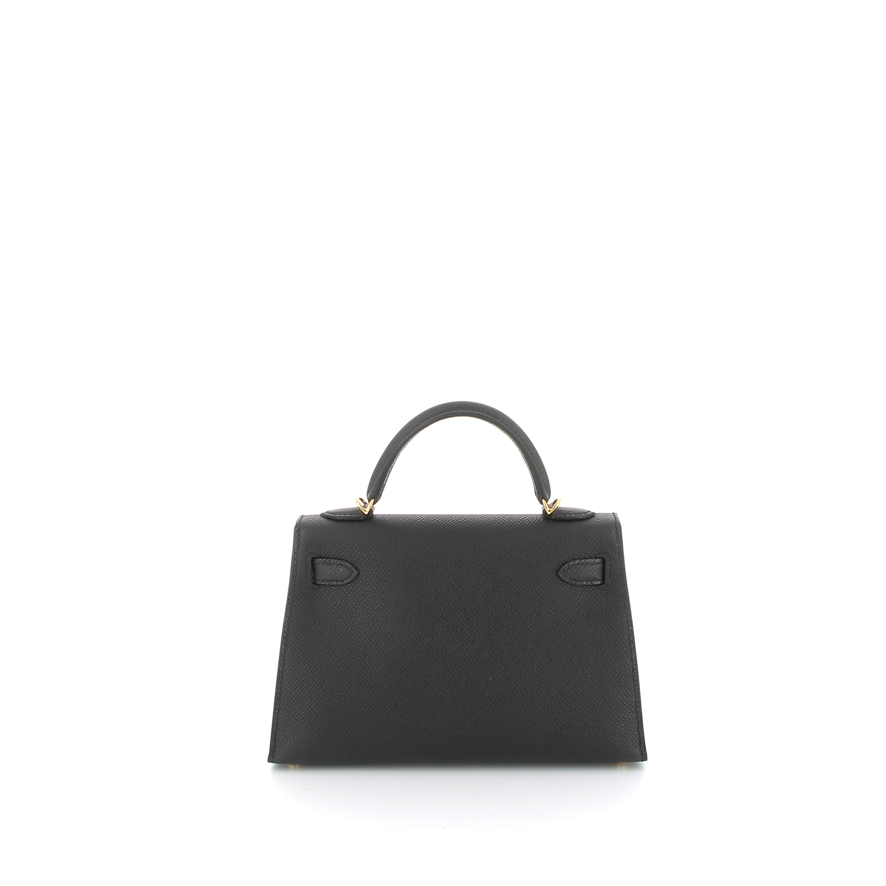 HERMES Kelly 20 Noir Epsom Gold Hardware (GHW)