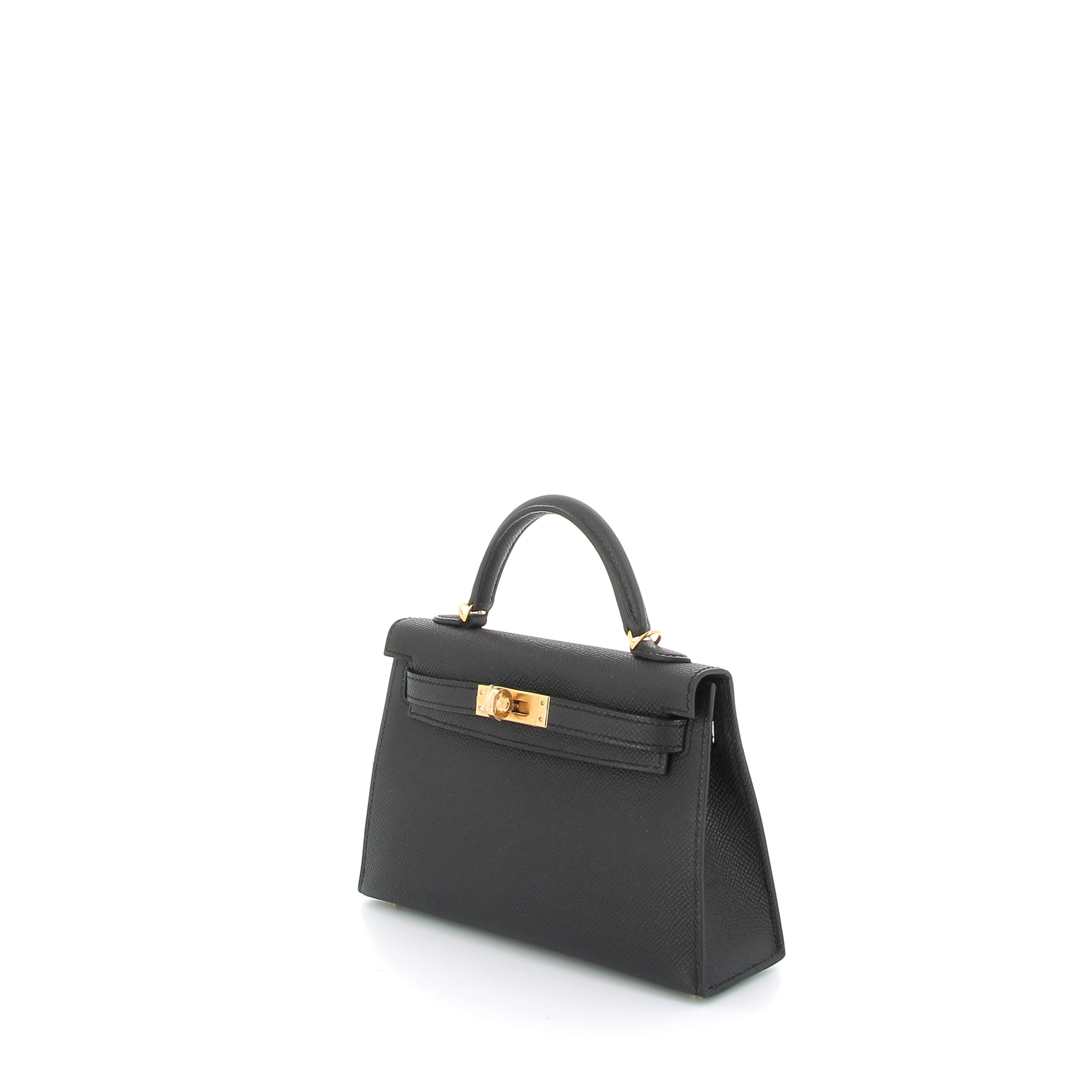 HERMES Kelly 20 Noir Epsom Gold Hardware (GHW)