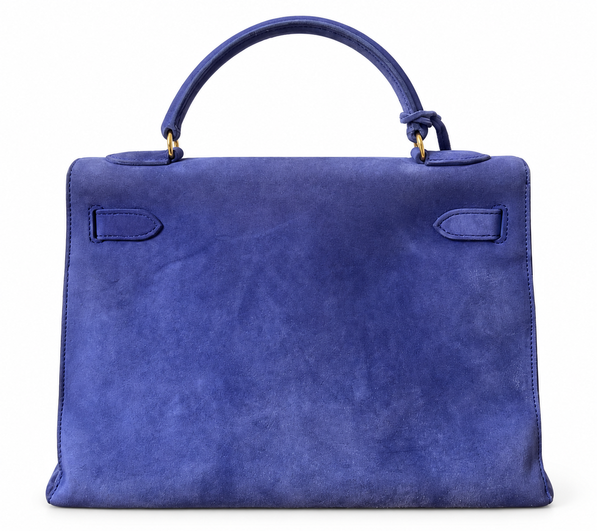 Hermès Vintage Kelly 32 Purple Doblis Suede Gold Hardware