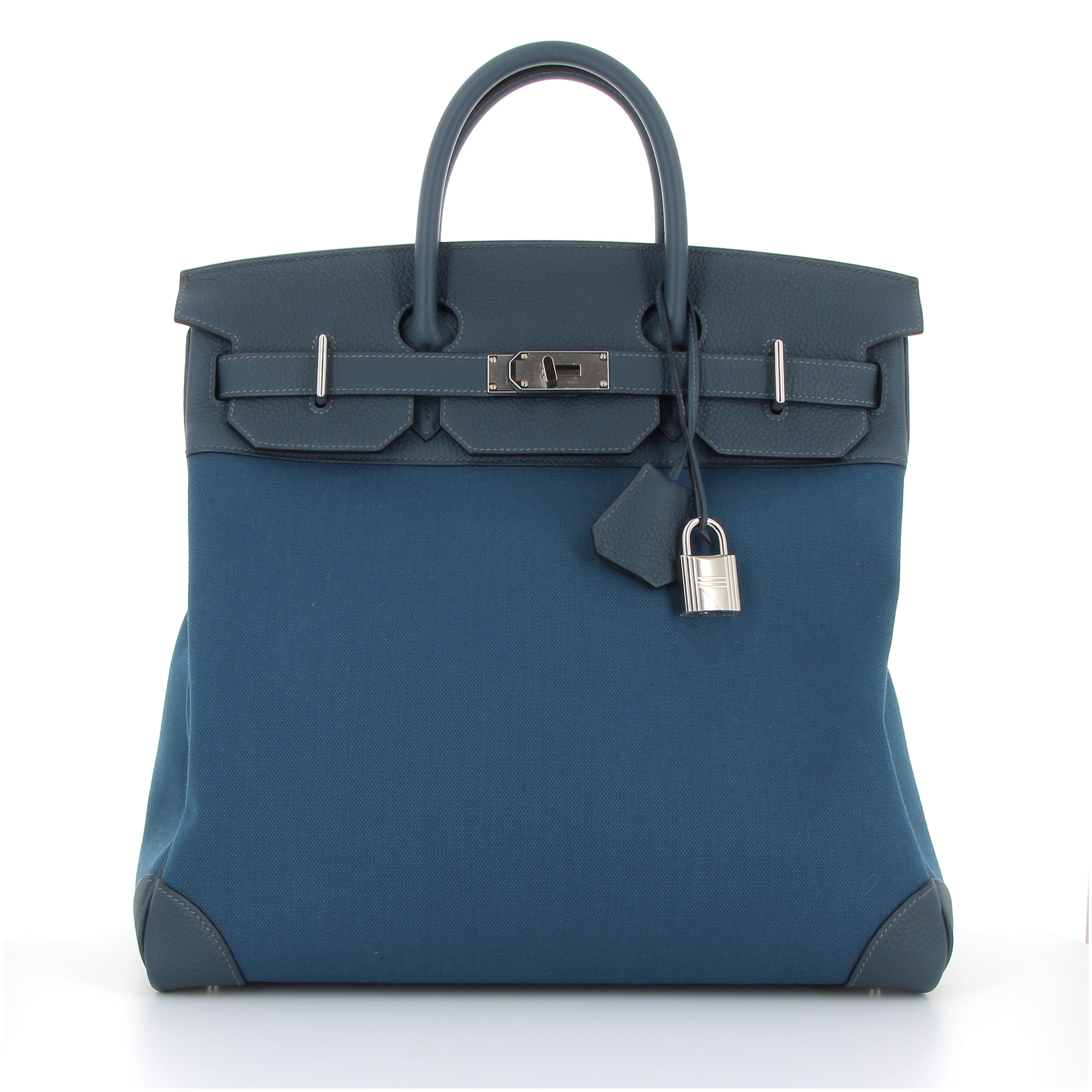 HAC 40 Bleu Thalassa Toile Militaire & Togo Leather with Palladium Hardware