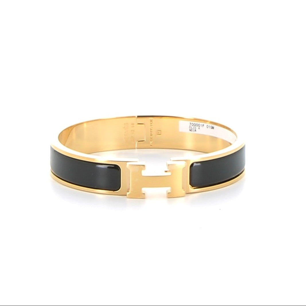 HERMES Clic H Bracelet Black Gold hardware