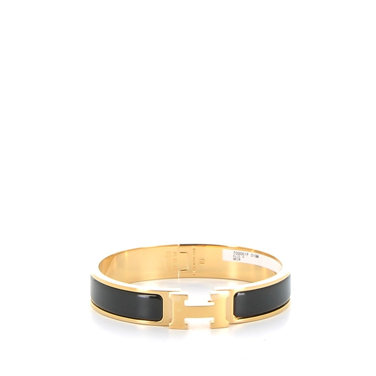 HERMES Clic H Bracelet Noir Yellow Gold Hardware