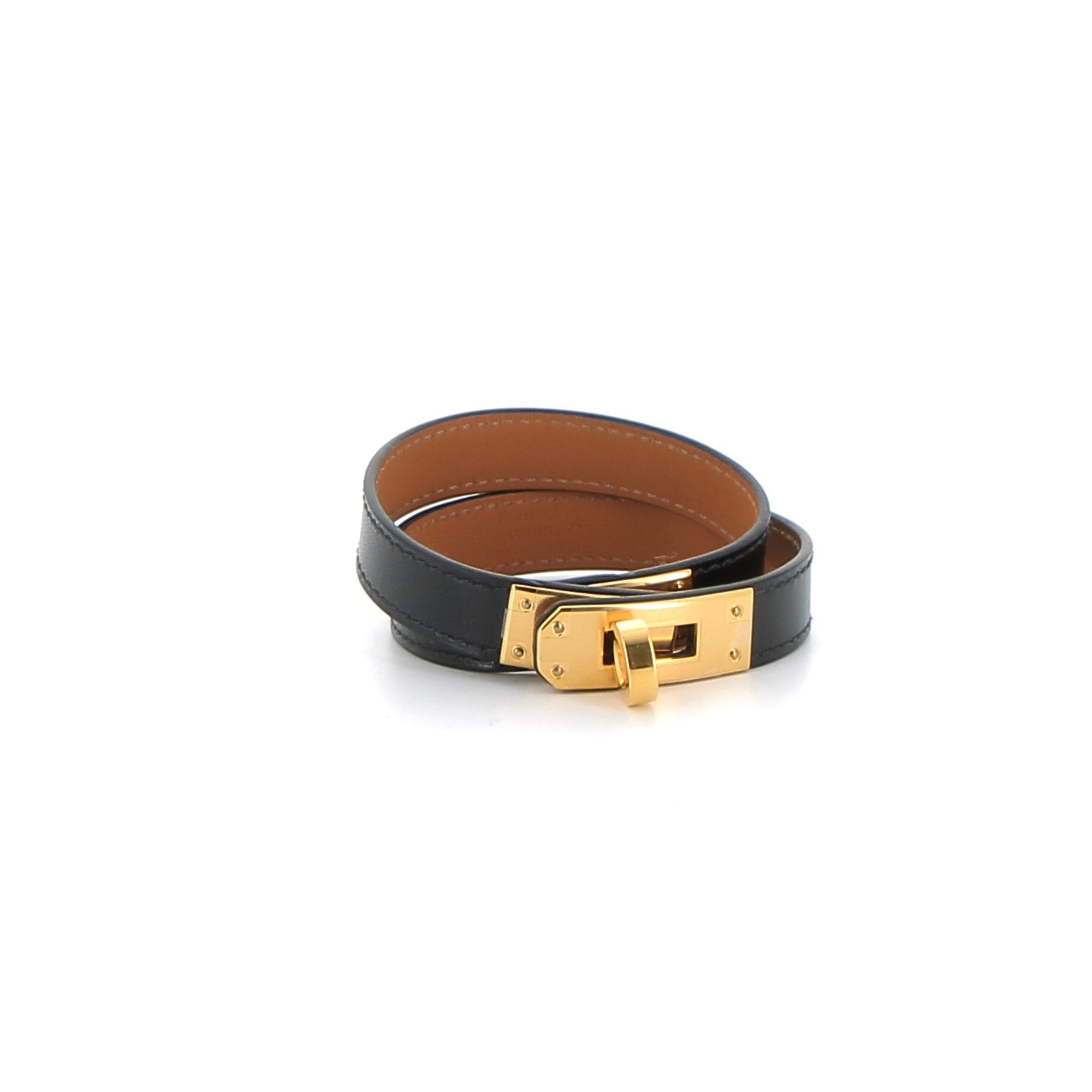 Hermès Double Tour Bracelet Black Gold hardware