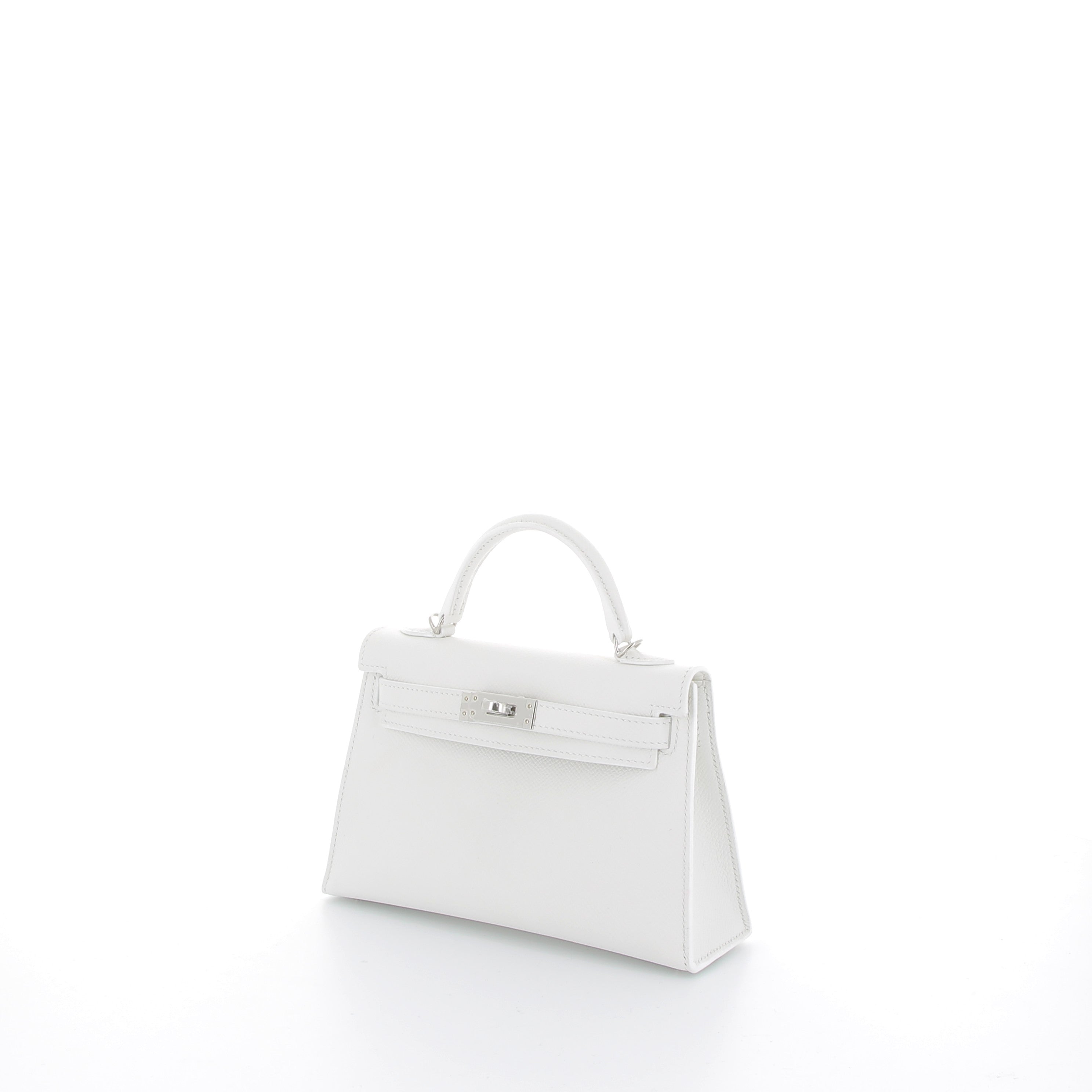 HERMÈS Kelly 20 Sellier Veau Epsom New White Palladium hardware