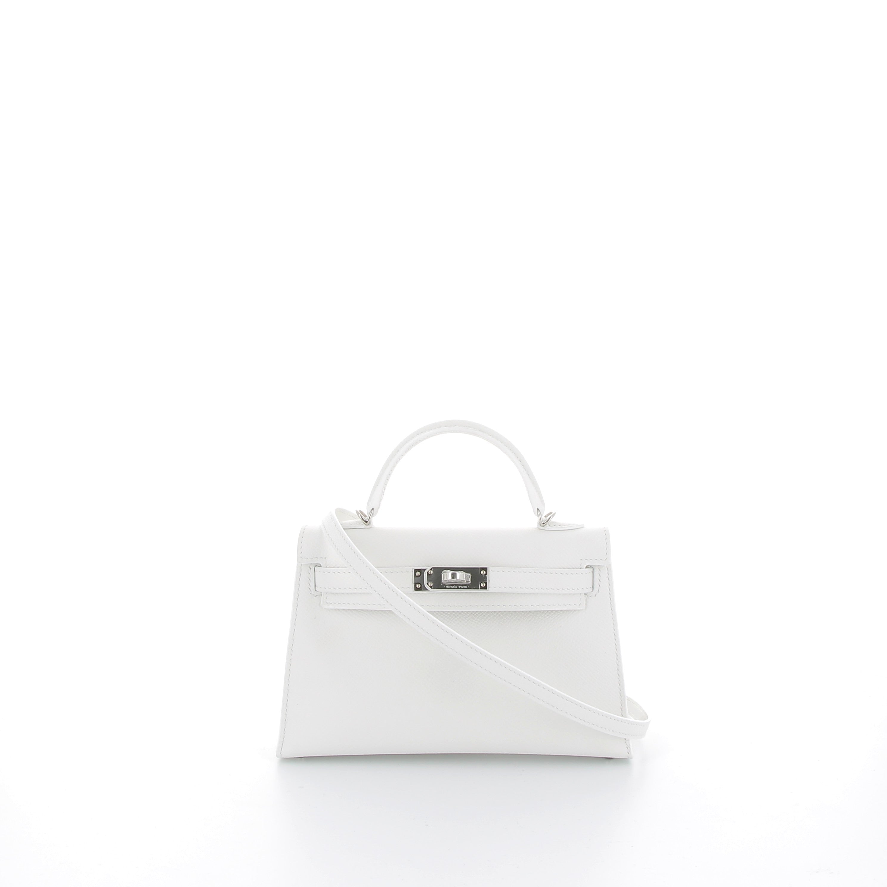 HERMÈS Kelly 20 Sellier Veau Epsom New White Palladium hardware