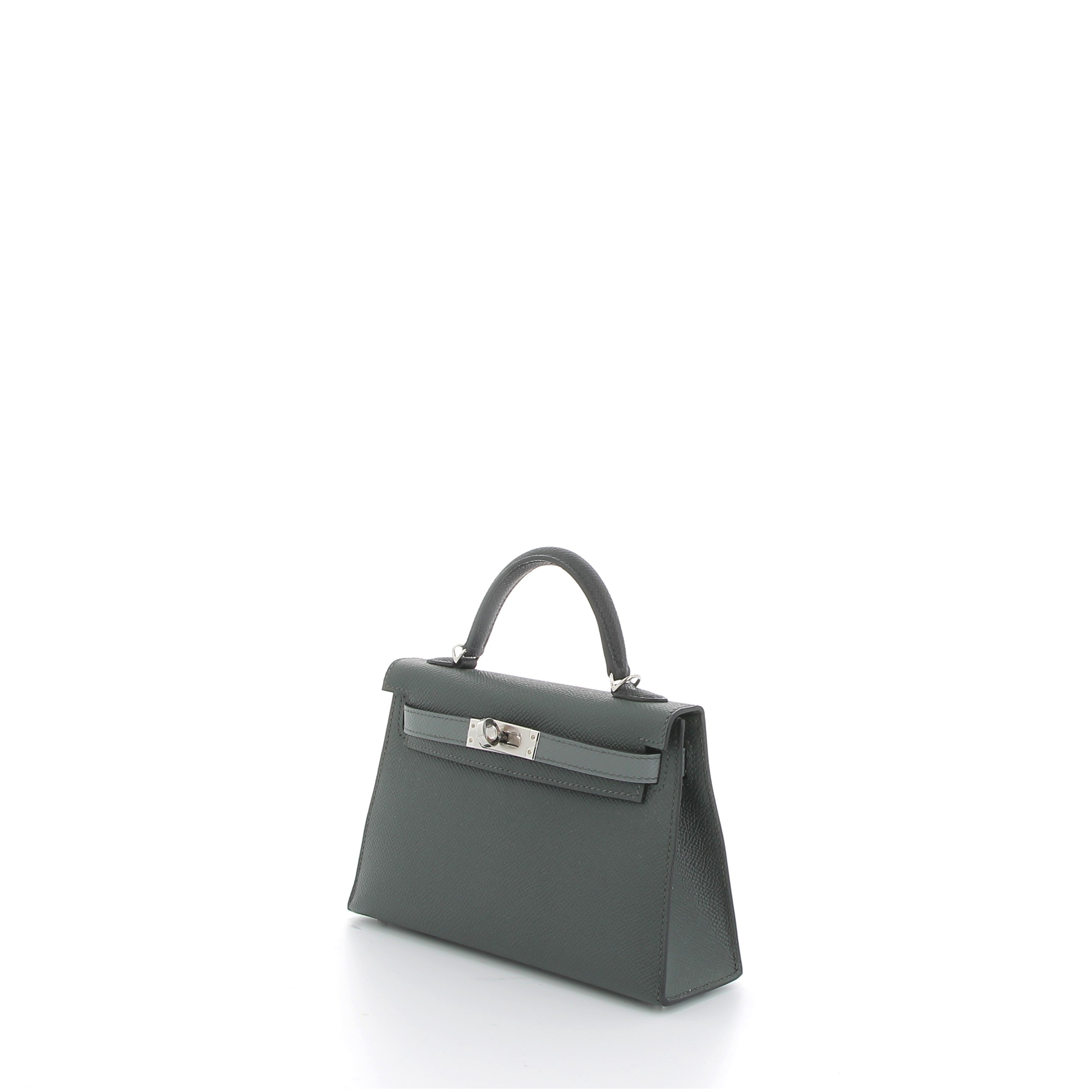 HERMÈS Kelly 20 Sellier Mangrove/Vert Amande Epsom Leather Palladium Hardware