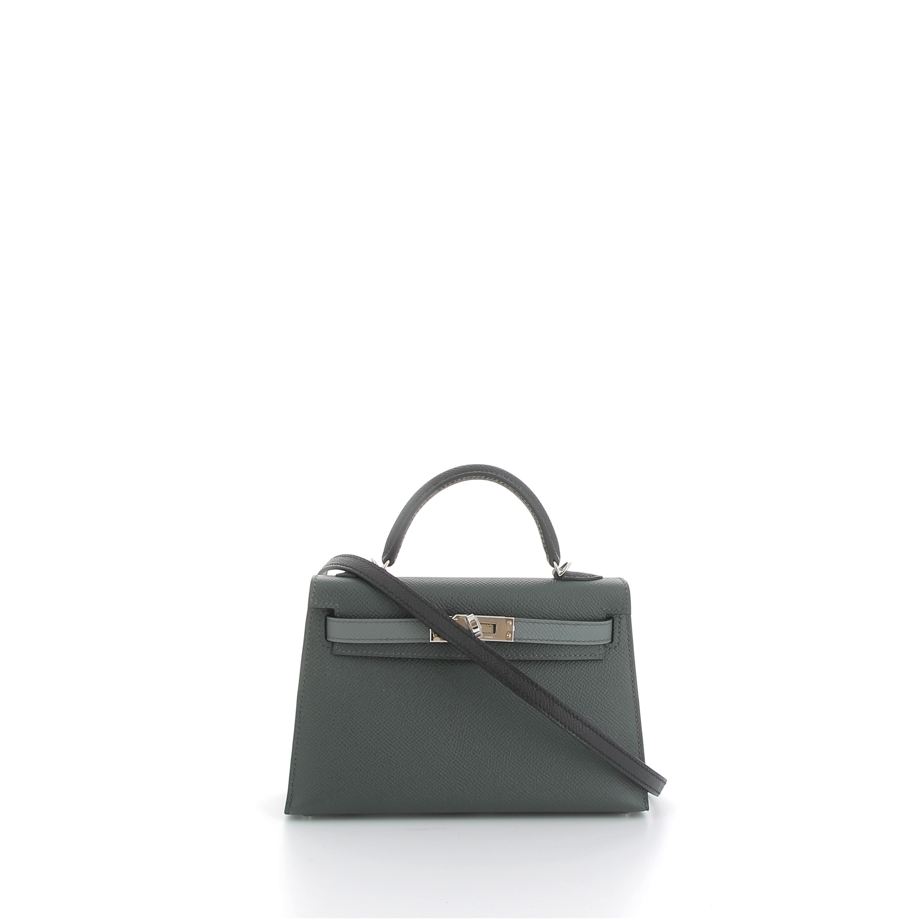 HERMÈS Kelly 20 Sellier Mangrove/Vert Amande Epsom Leather Palladium Hardware