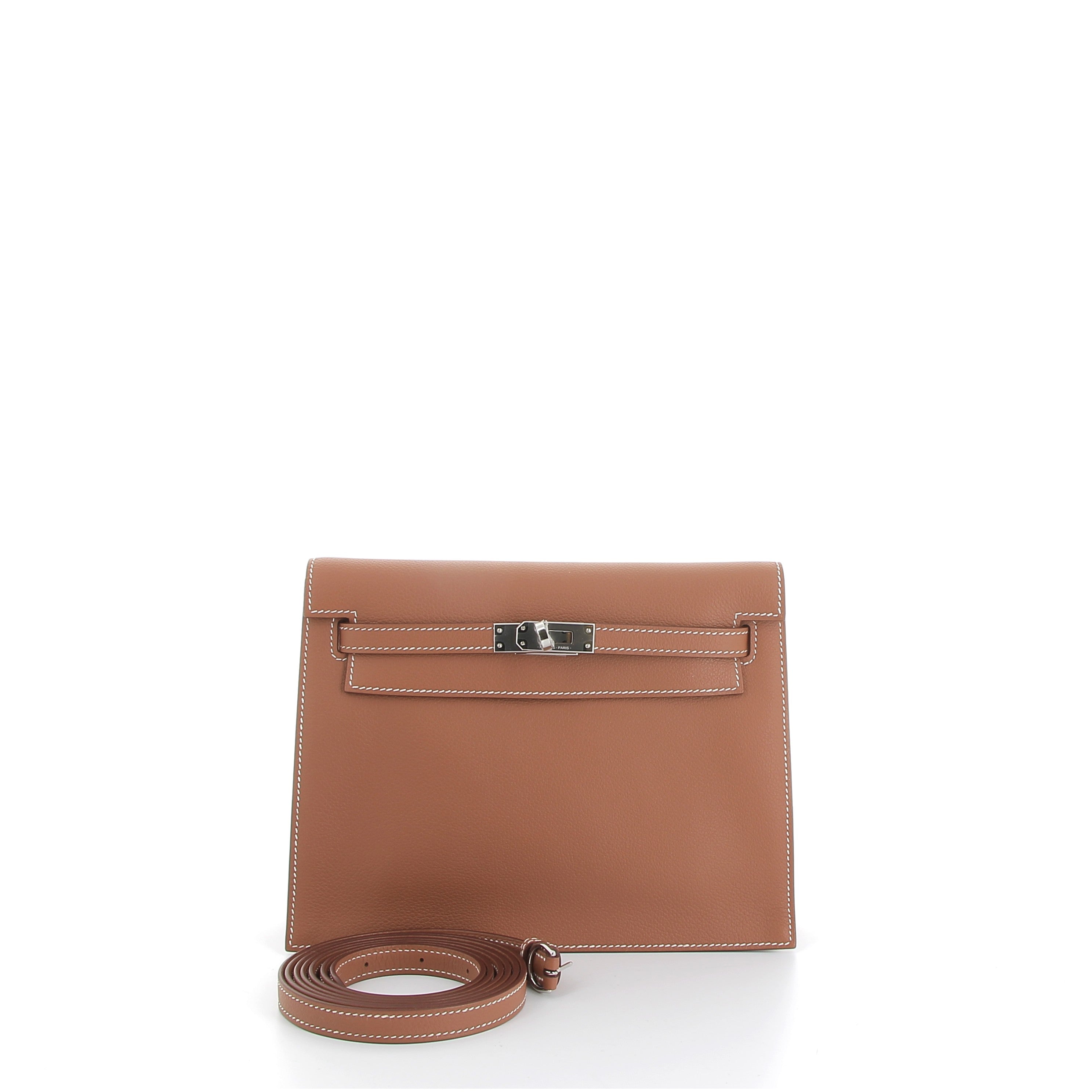 HERMES Kelly Danse Gold Evercolor Palladium Hardware