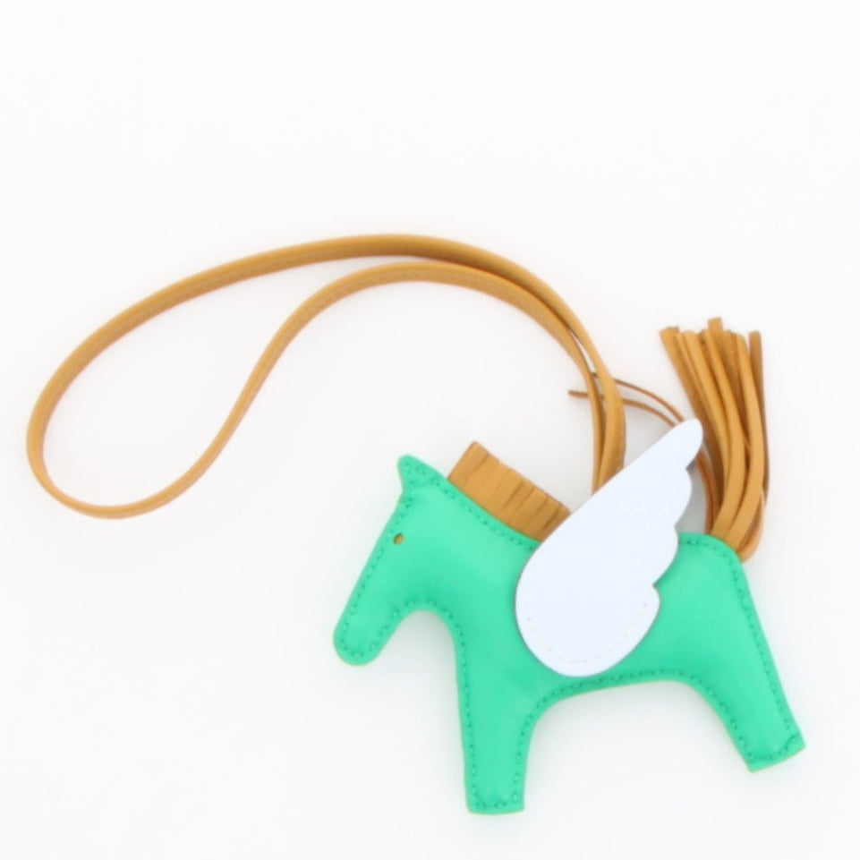 HERMES Charms Pegasus Sable / Vert Lambskin Leather