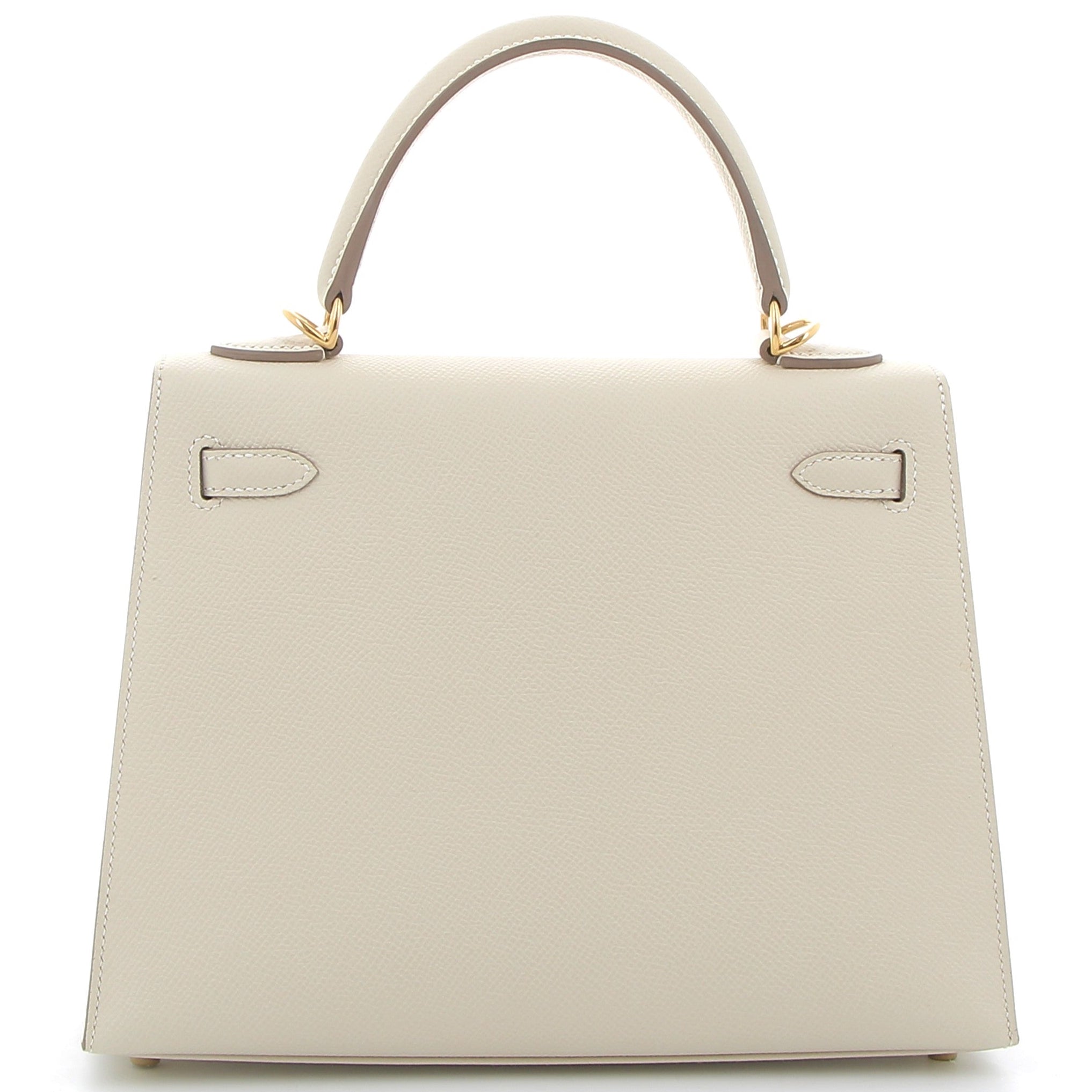 HERMES Kelly 25 Craie Epsom leather Yellow gold hardware
