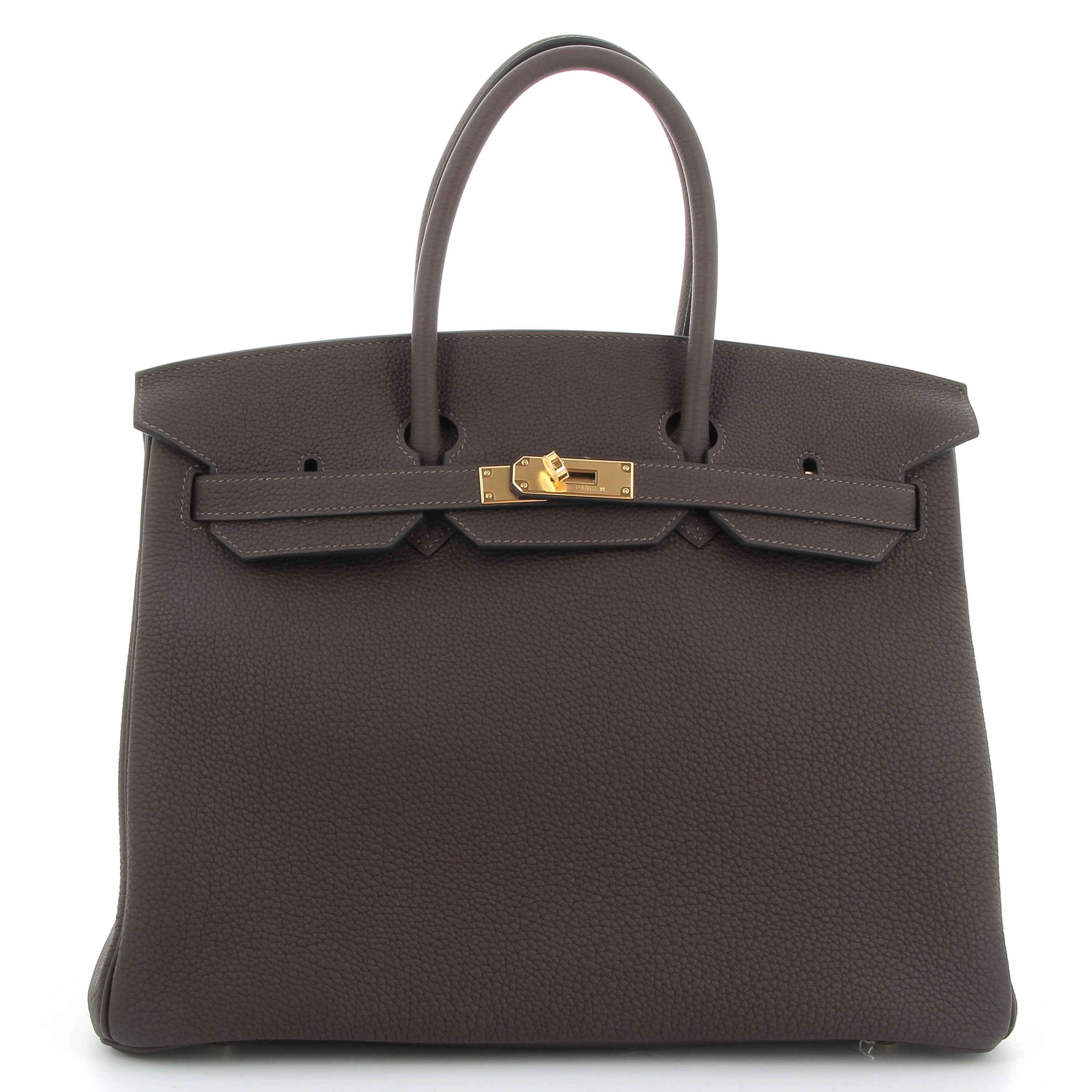 HERMES Birkin 35 Chocolat Togo Leather Yellow Gold Hardware