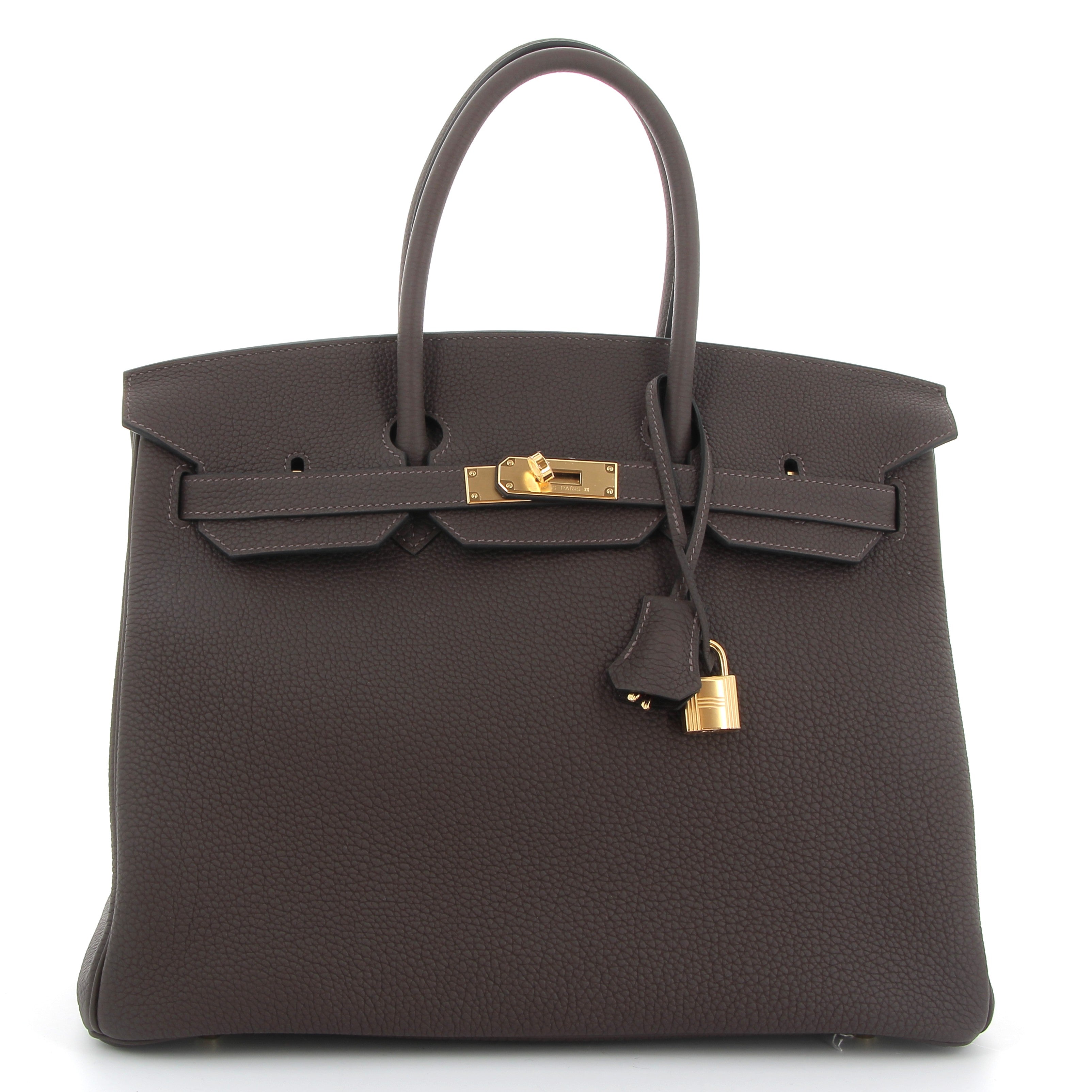 HERMES Birkin 35 Chocolat Togo Leather Yellow Gold Hardware