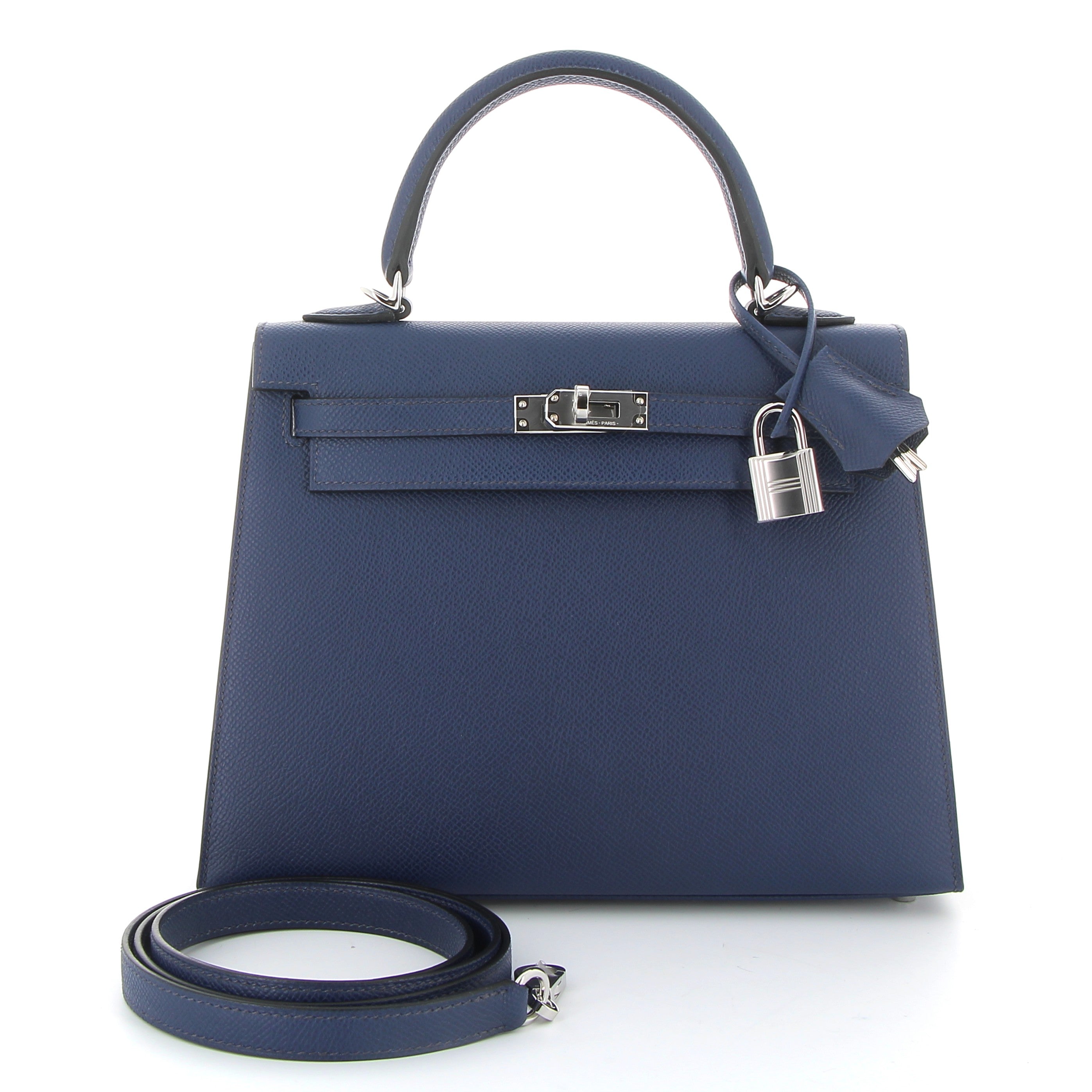 HERMÈS Kelly 25 Bleu Saphir Epsom leather Palladium hardware