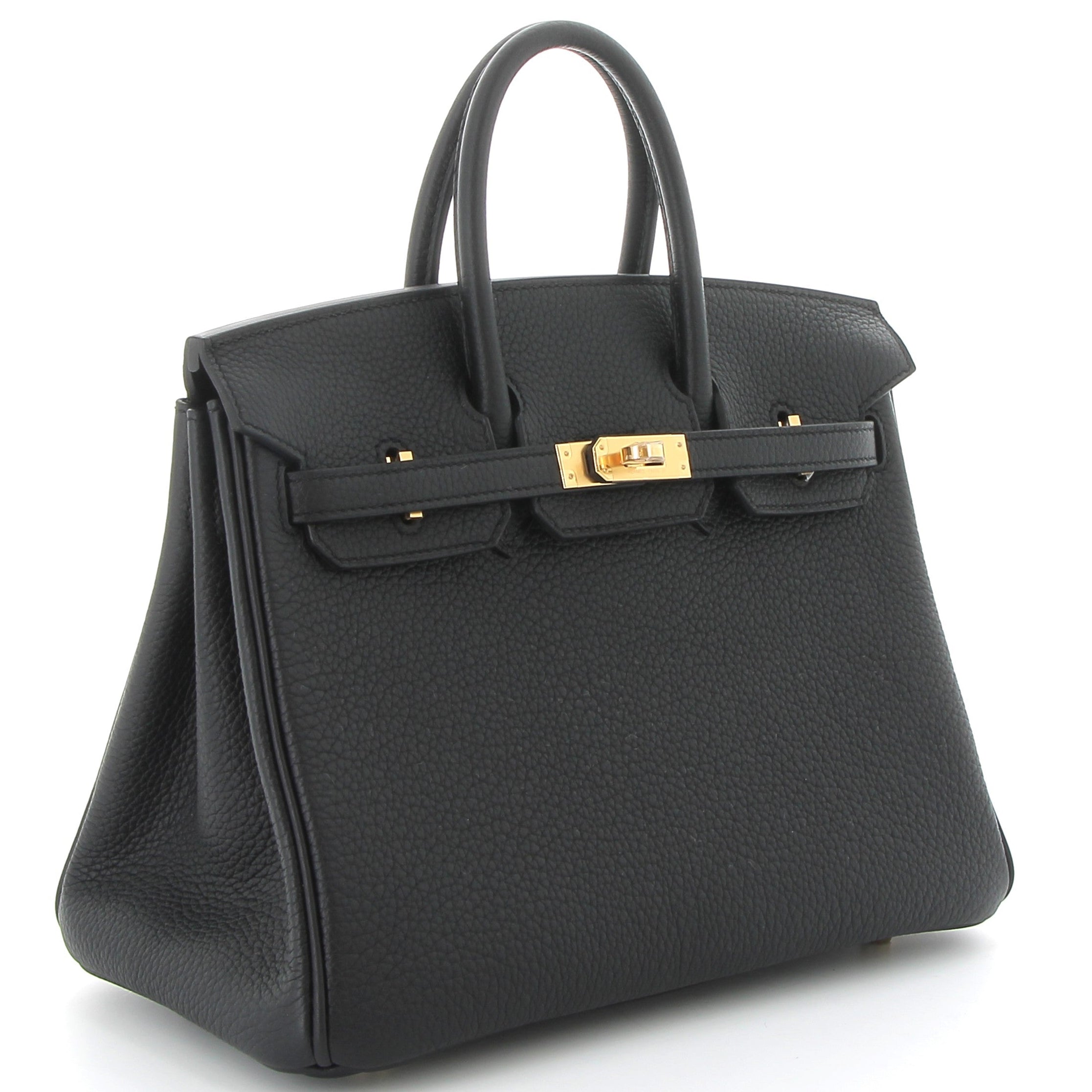 HERMES Birkin 25 Noir Togo Leather Yellow Gold Hardware