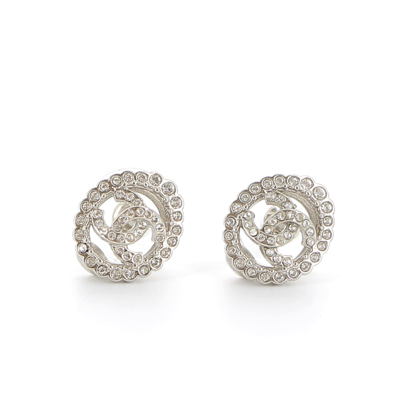 CHANEL Strass Earrings Gold Hardware