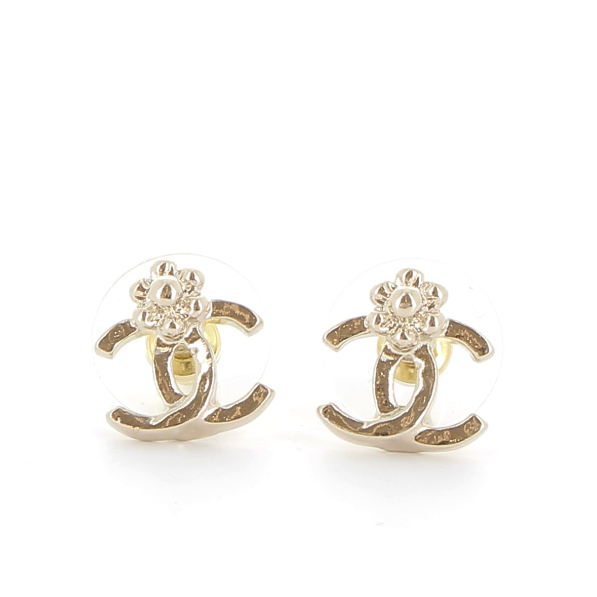 CHANEL Camellia Earrings Gold Plated
