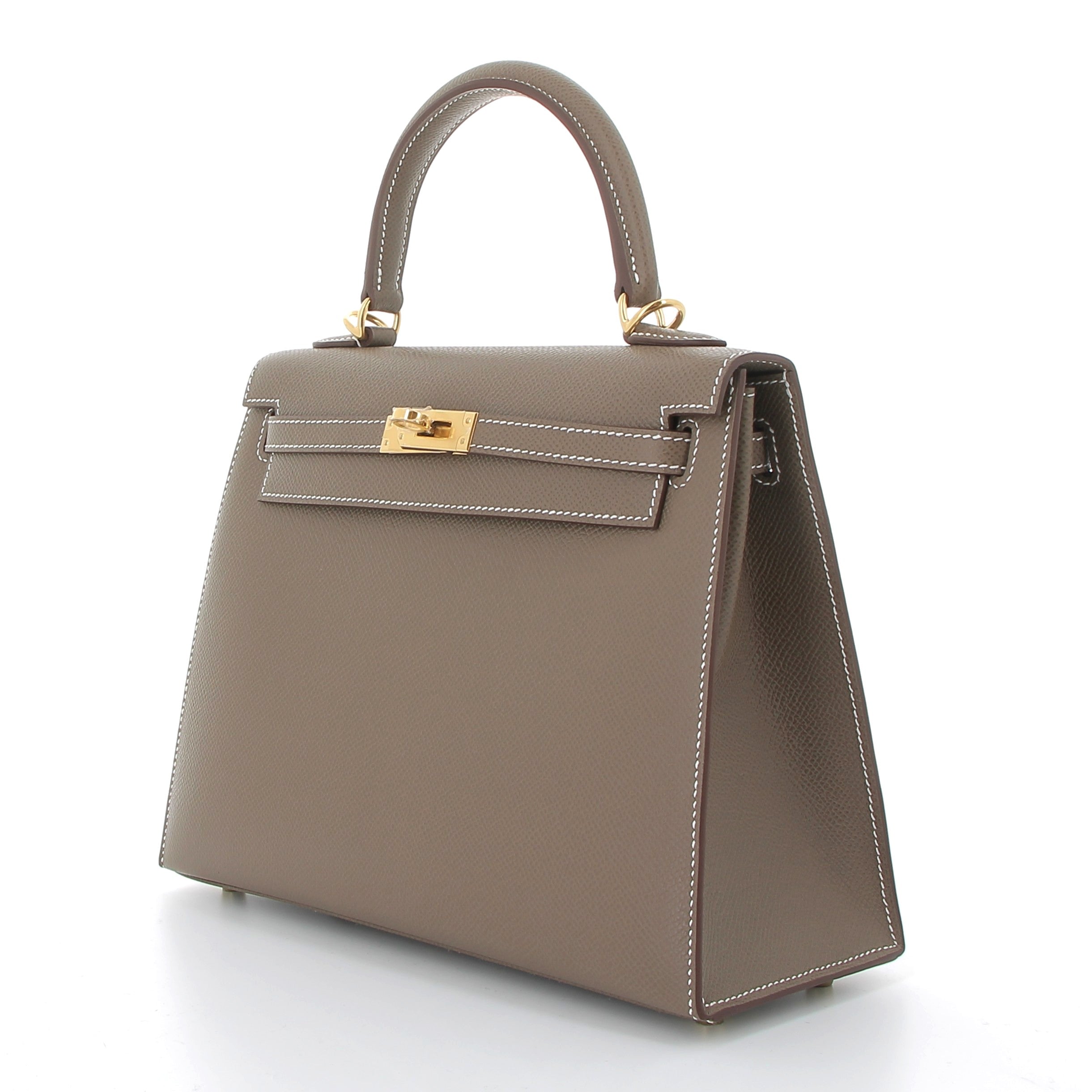 HERMES Kelly 25 Sellier Etoupe Epsom Gold Hardware