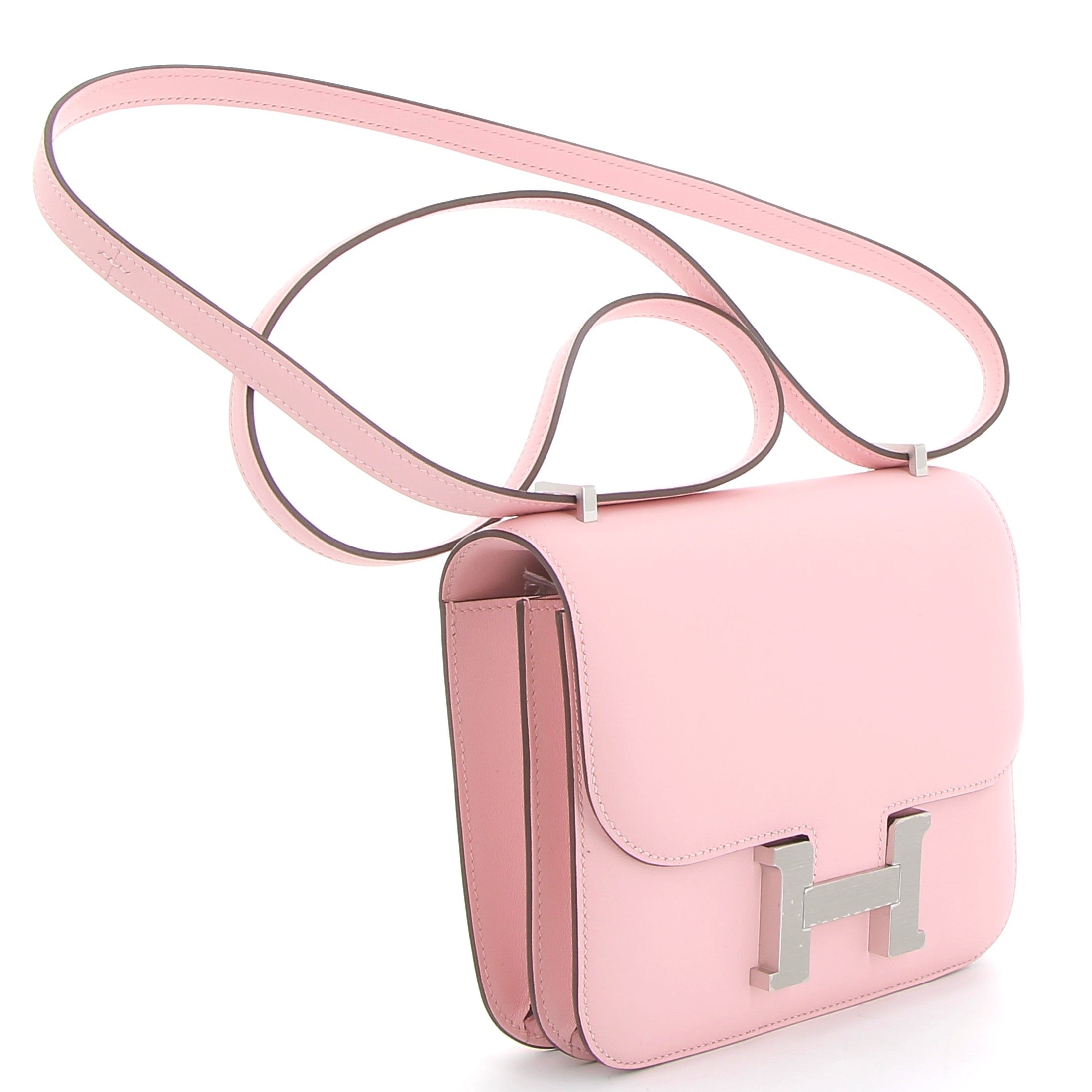 HERMES Constance 18 Rose Sakura Swift Leather Palladium Hardware