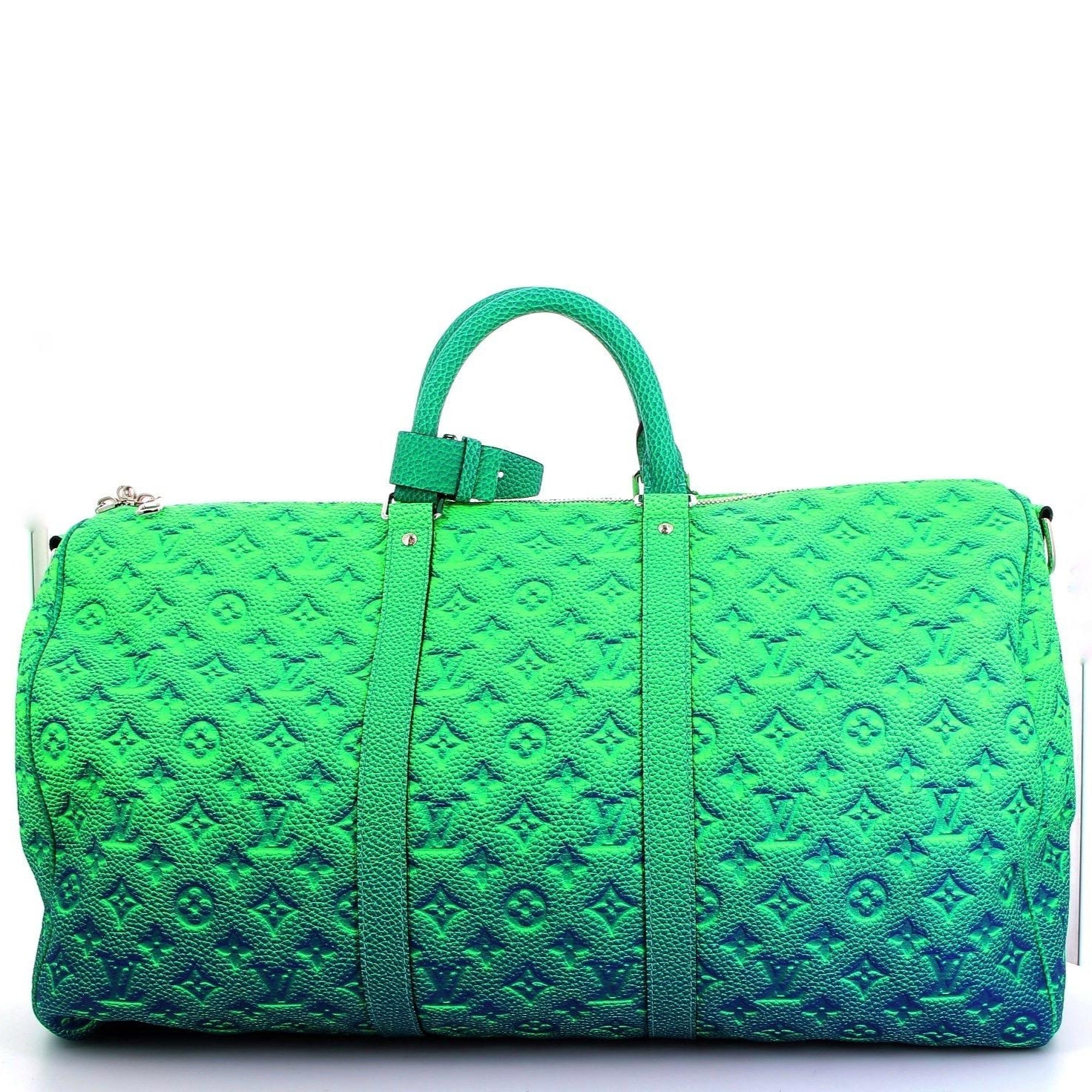 LOUIS VUITTON x VIRGIL ABLOH Keepall 50 Blue/Green Monogram Taurillon Illusion Silver Hardware