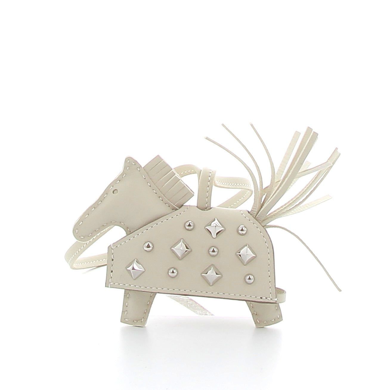 HERMES Rodeo Charms White Studded Lambskin Milo Palladium Hardware