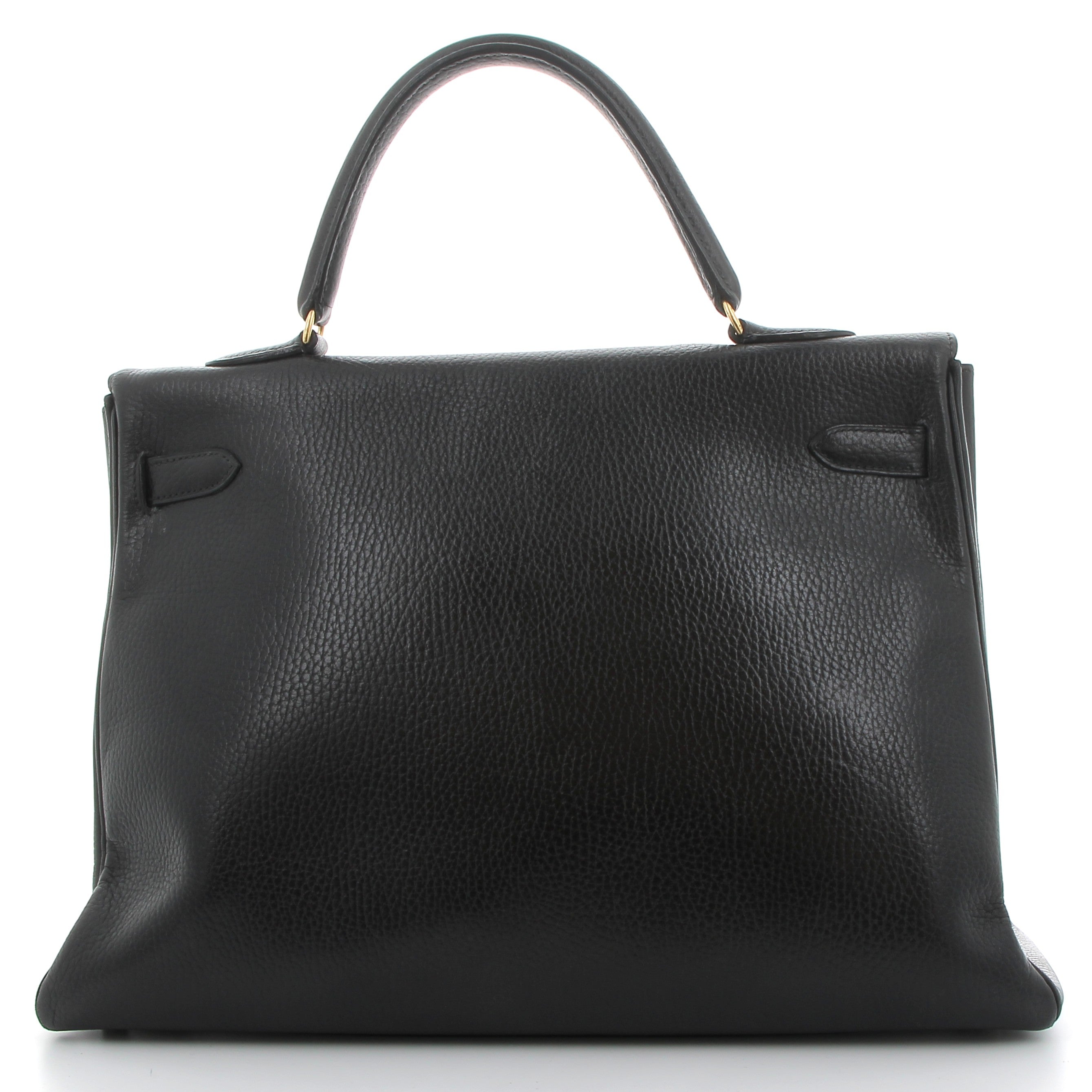 HERMES Kelly 32 Noir Ardennes Calfskin Gold Hardware