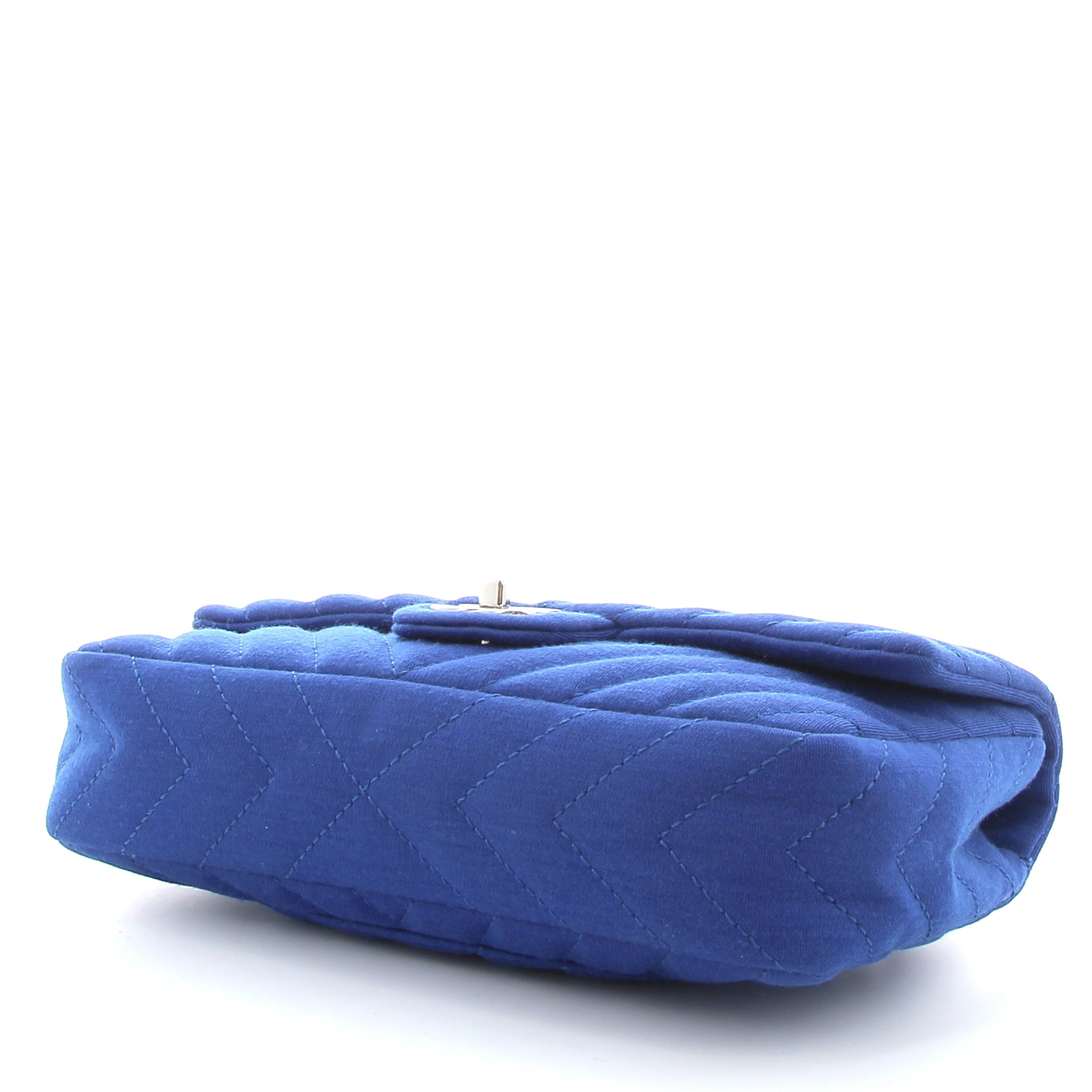 CHANEL Timeless Bag Blue Jersey Silver Hardware