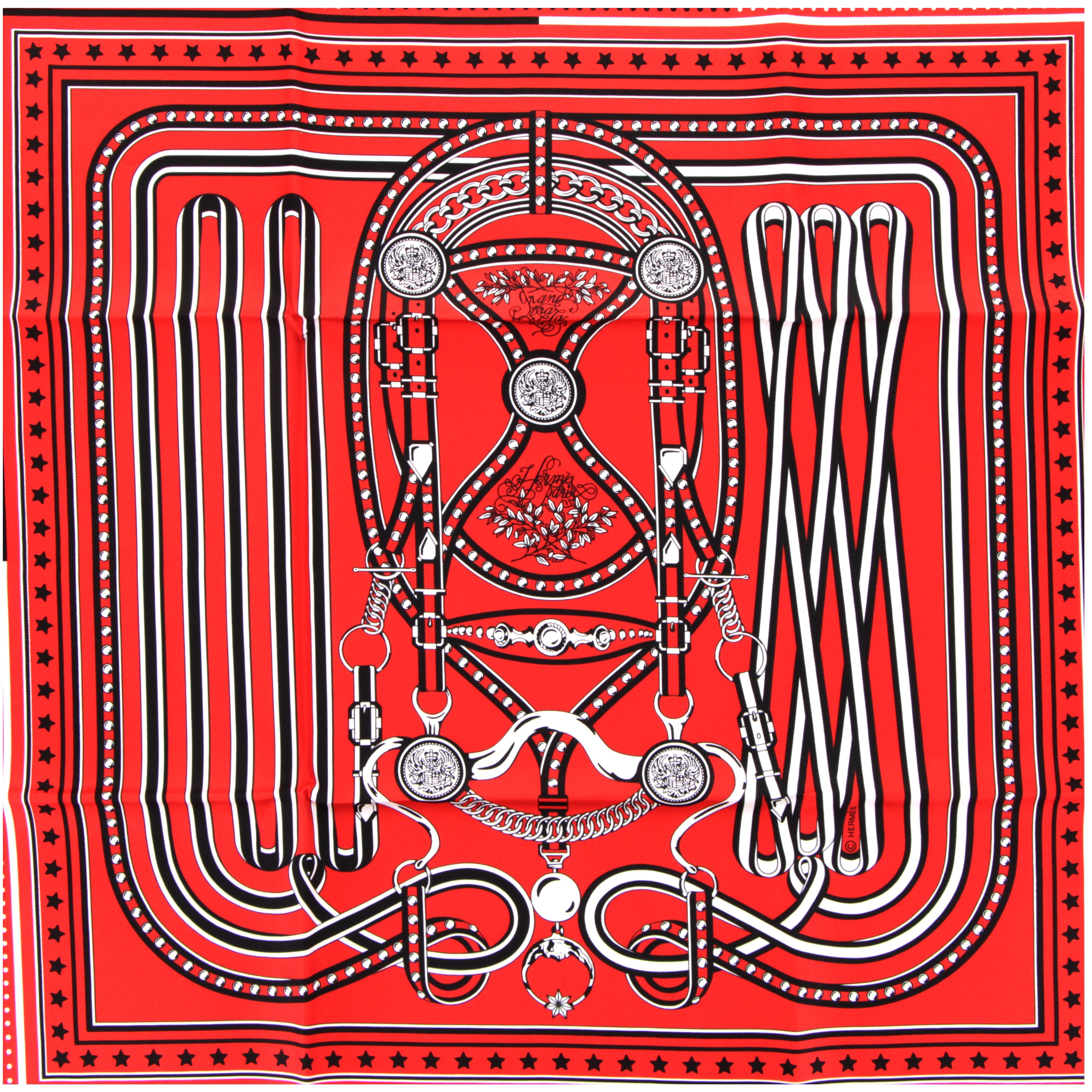 HERMES Bandana 55 Grand Tralala Rouge