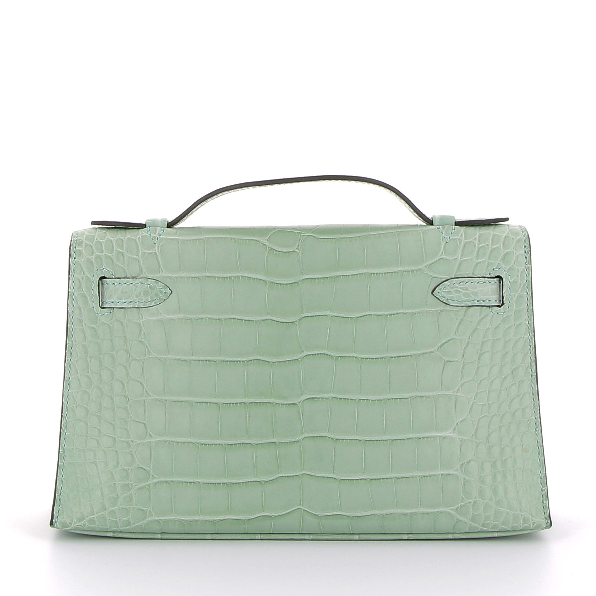 HERMES Kelly Pochette Vert d'Eau Crocodile Gold Hardware