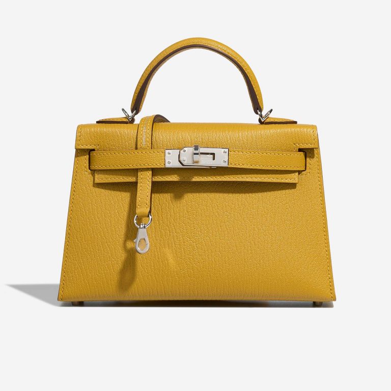 HERMES KELLY 20 Jaune Ambre Chèvre Palladium Hardware