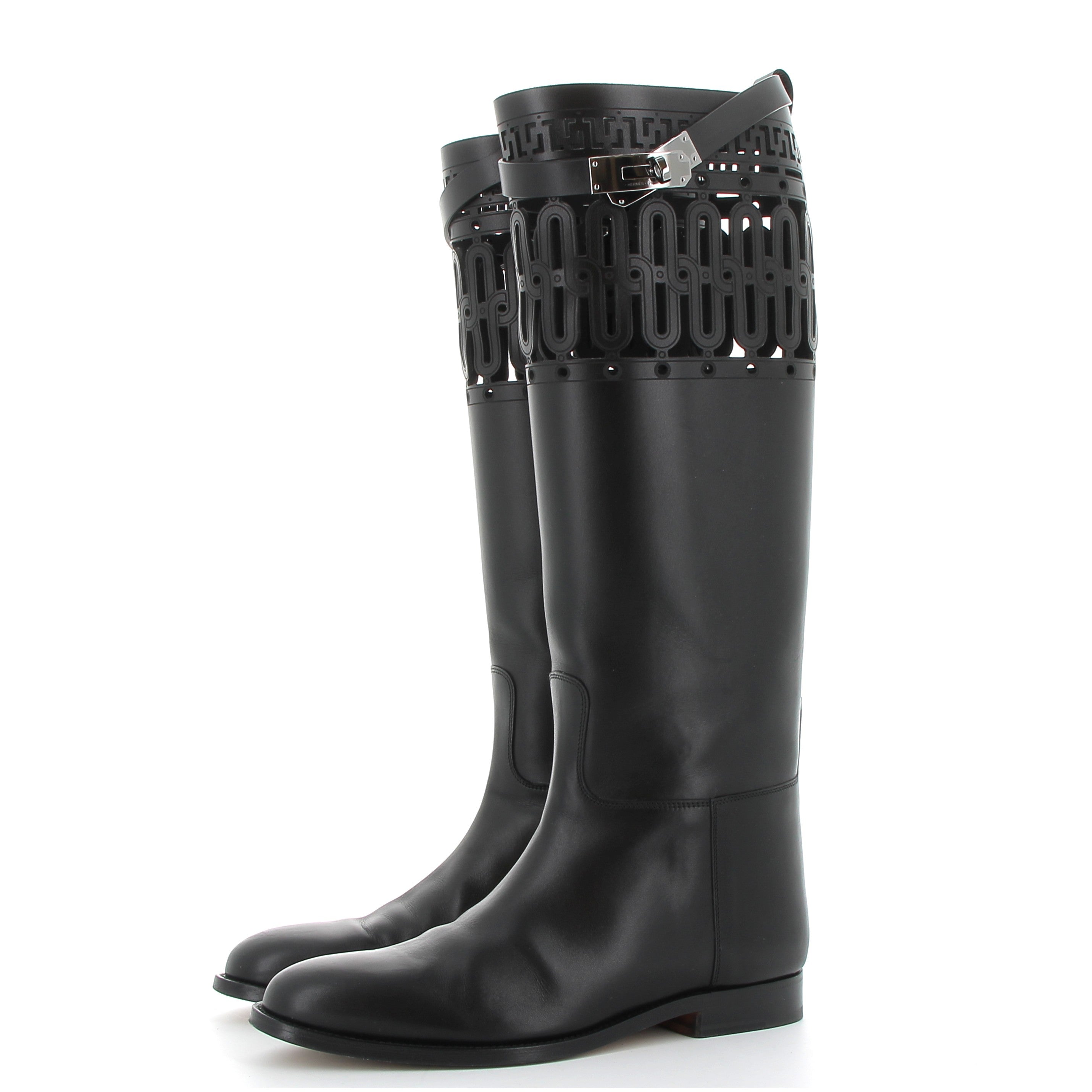 HERMES Bottes Jumping Noir Calfskin Leather