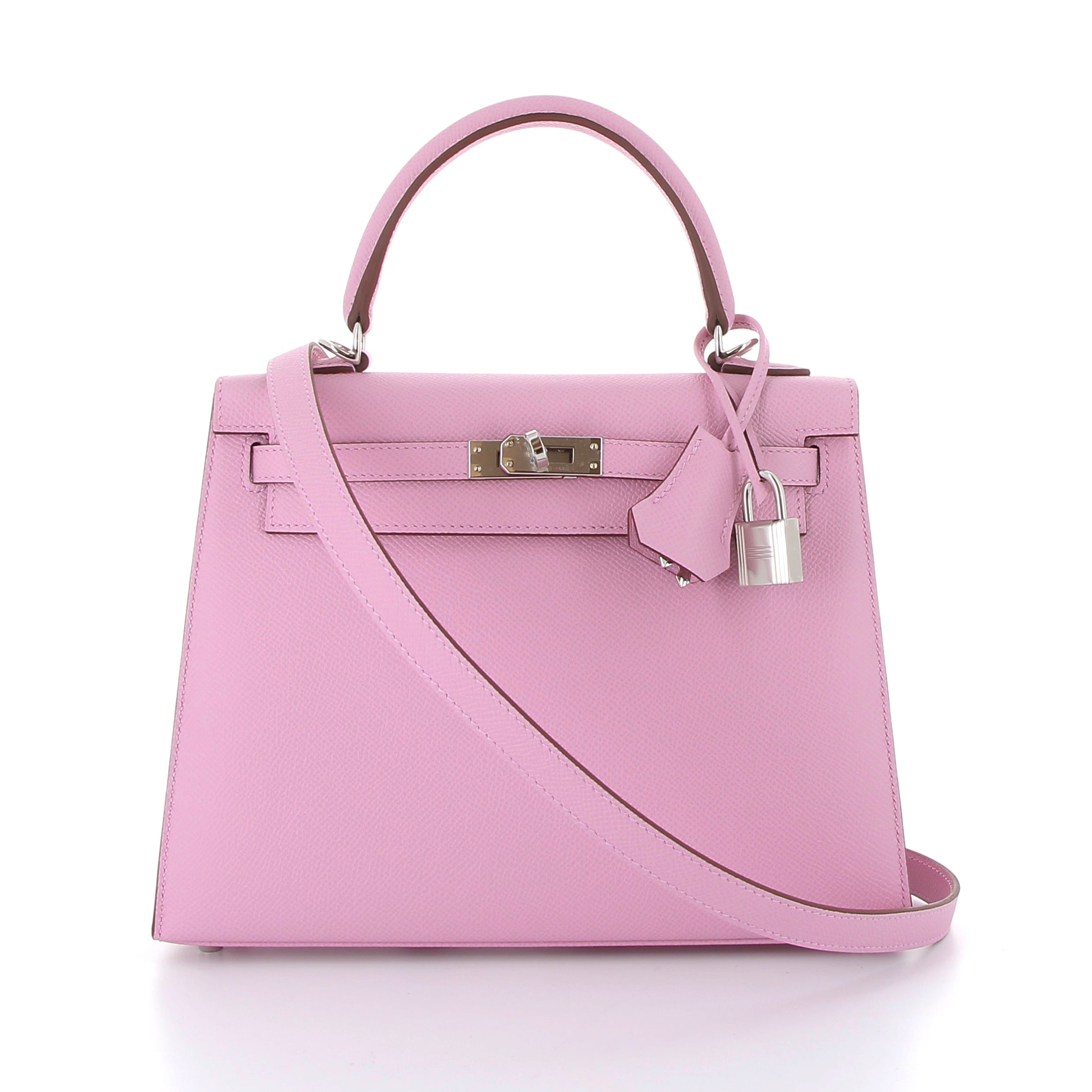 HERMES Kelly 25 Mauve Sylvestre Epsom Palladium Hardware