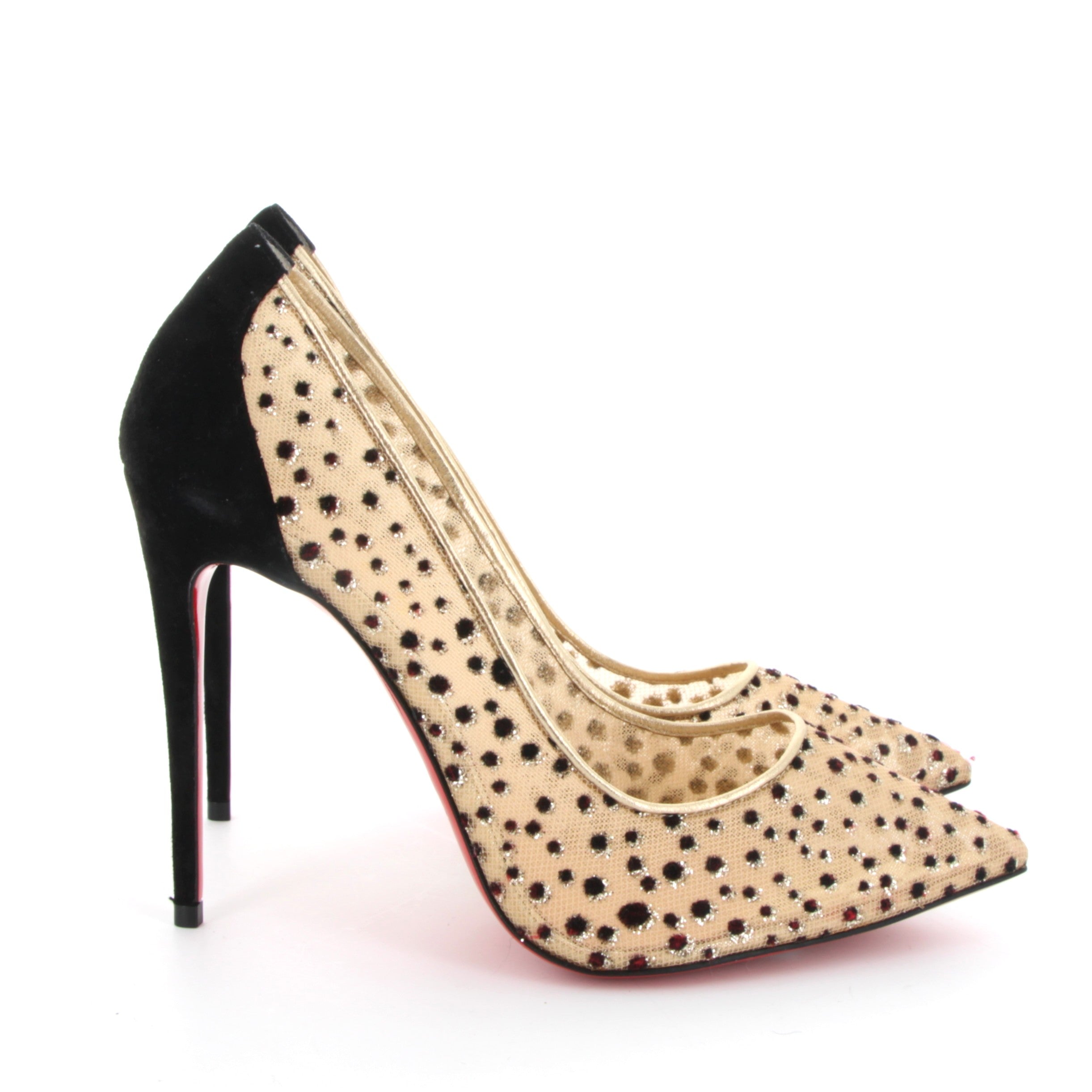 CHRISTIAN LOUBOUTIN Beige Polka dot mesh heels